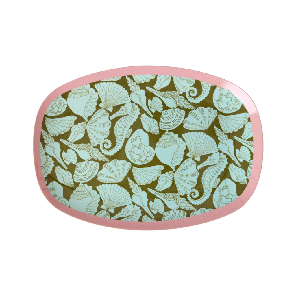 Melamine Rectangular Plate with Seashell Print - Small