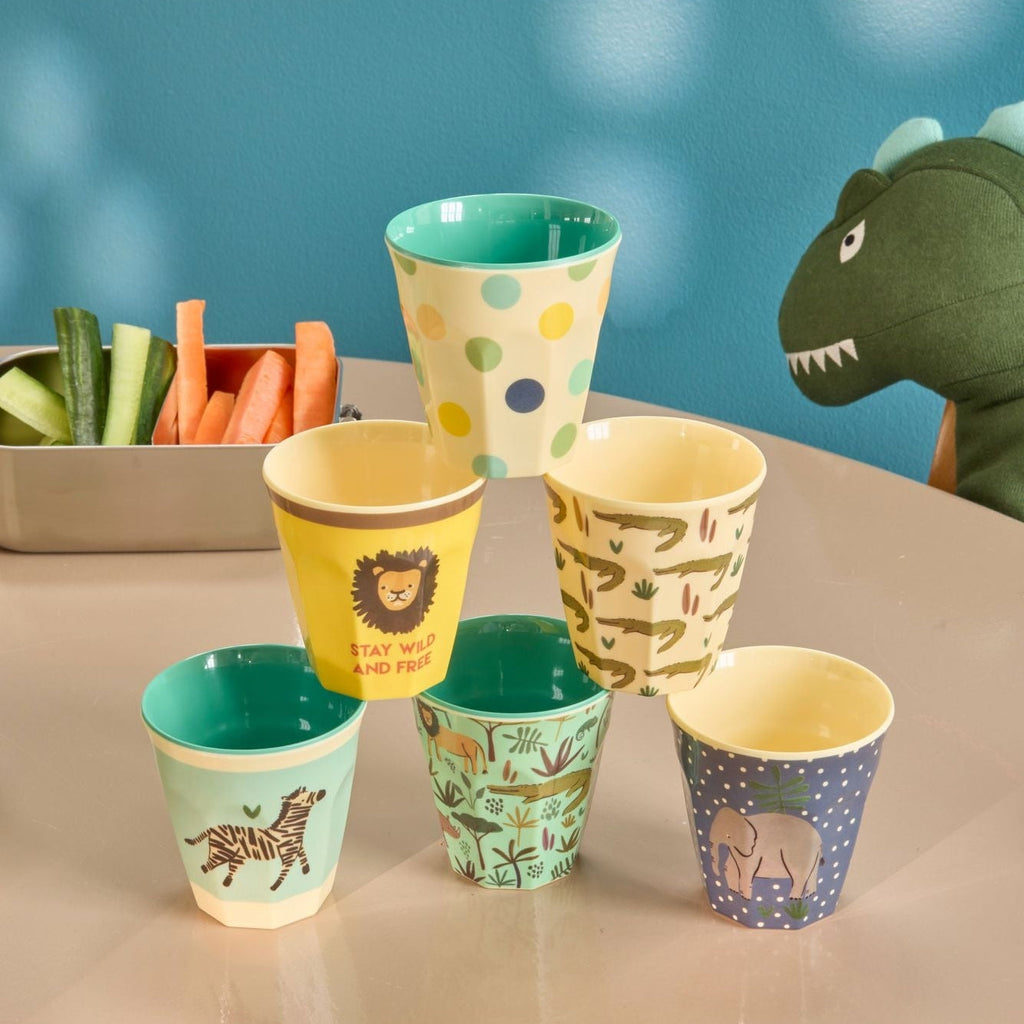 Melamine Kids Cups with Asst. Jungle Prints - Small - 6 Pack - 160 ml
