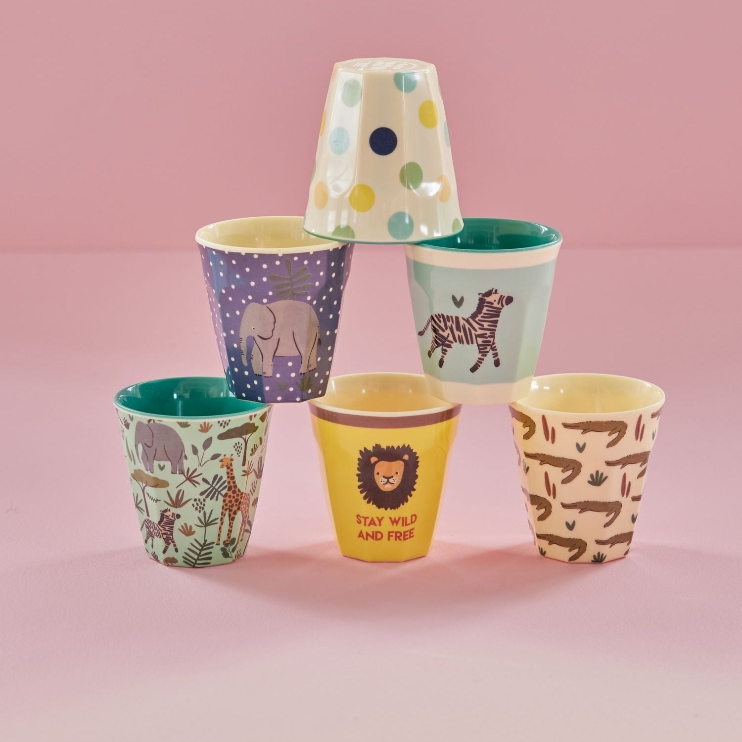 Melamine Kids Cups with Asst. Jungle Prints - Small - 6 Pack - 160 ml