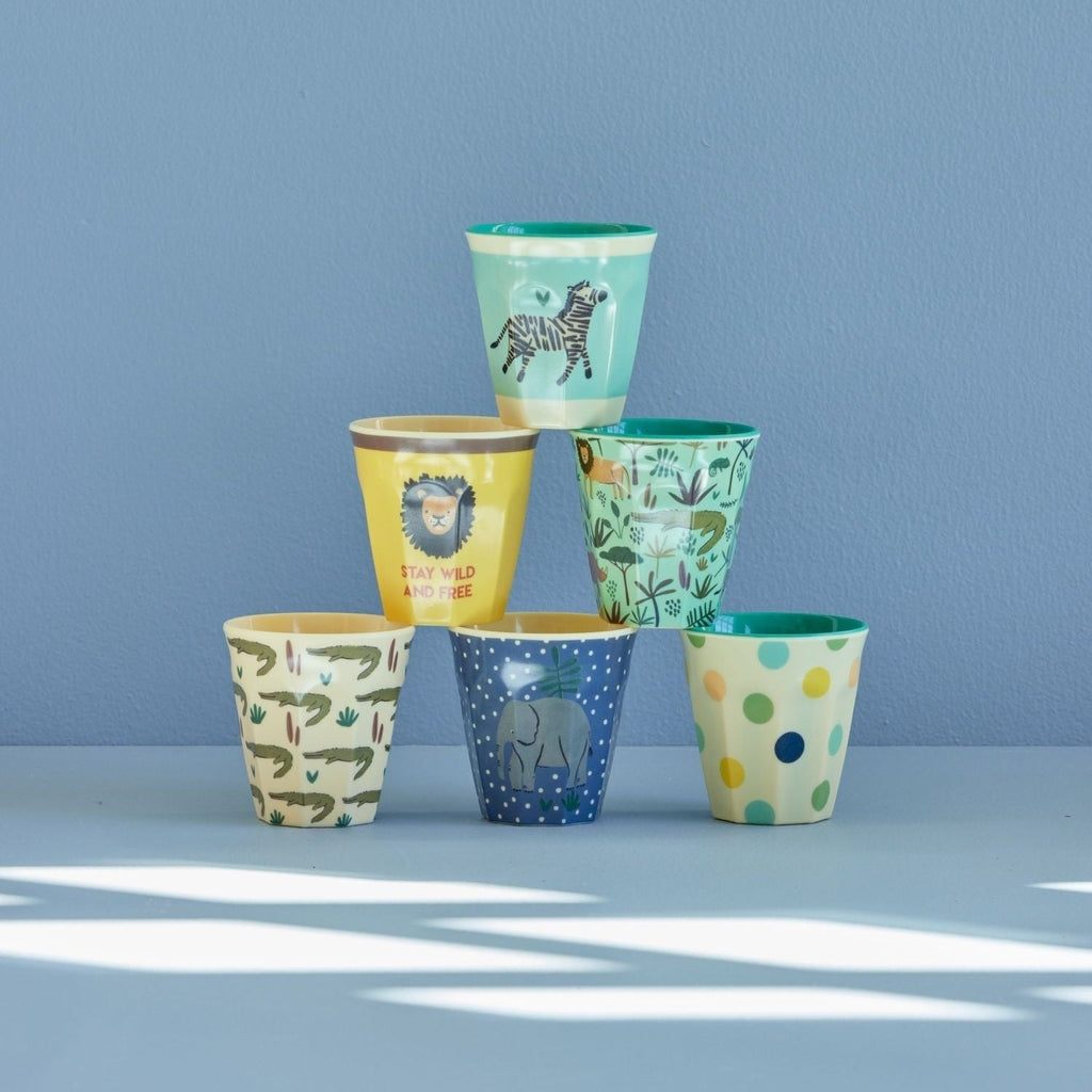 Melamine Kids Cups with Asst. Jungle Prints - Small - 6 Pack - 160 ml
