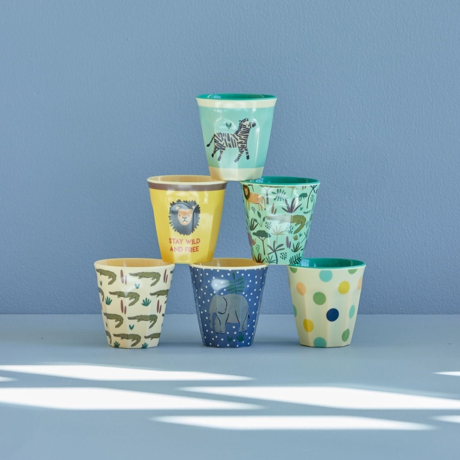 Melamine Kids Cups with Asst. Jungle Prints - Small - 6 Pack - 160 ml