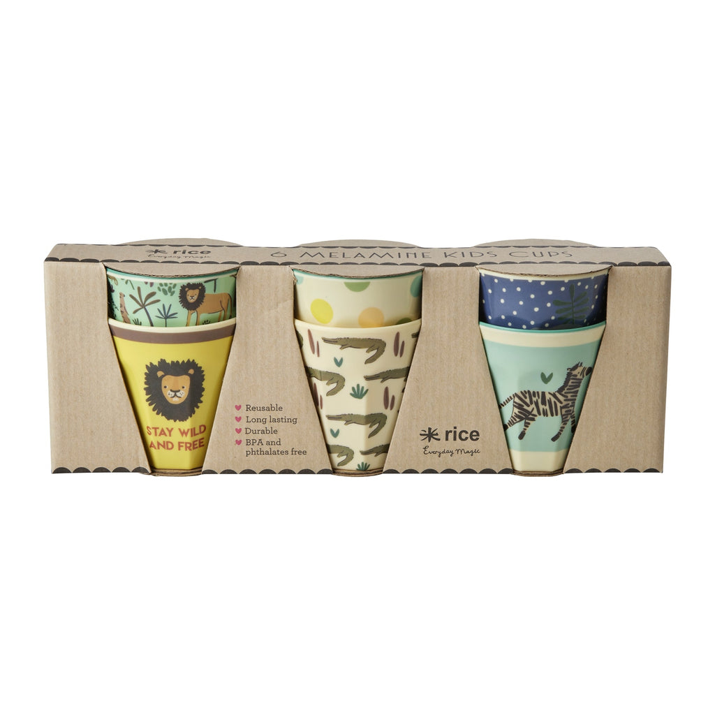 Melamine Kids Cups with Asst. Jungle Prints - Small - 6 Pack - 160 ml