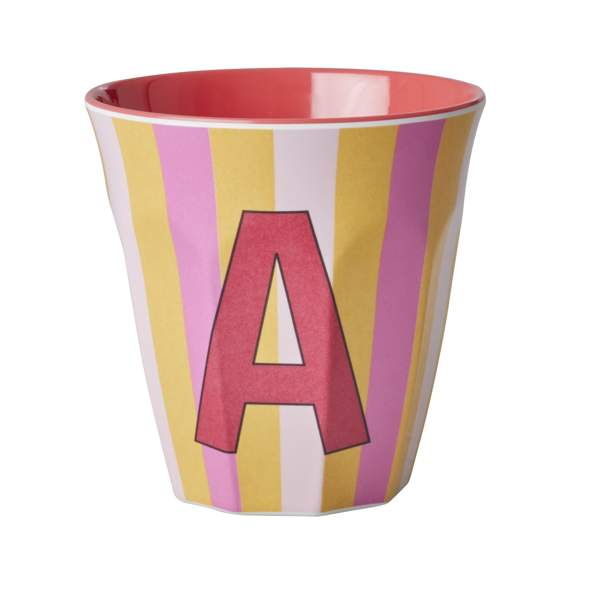 Melamine Alphabet Cup - Stripes - Pink - Medium - 250 ml
