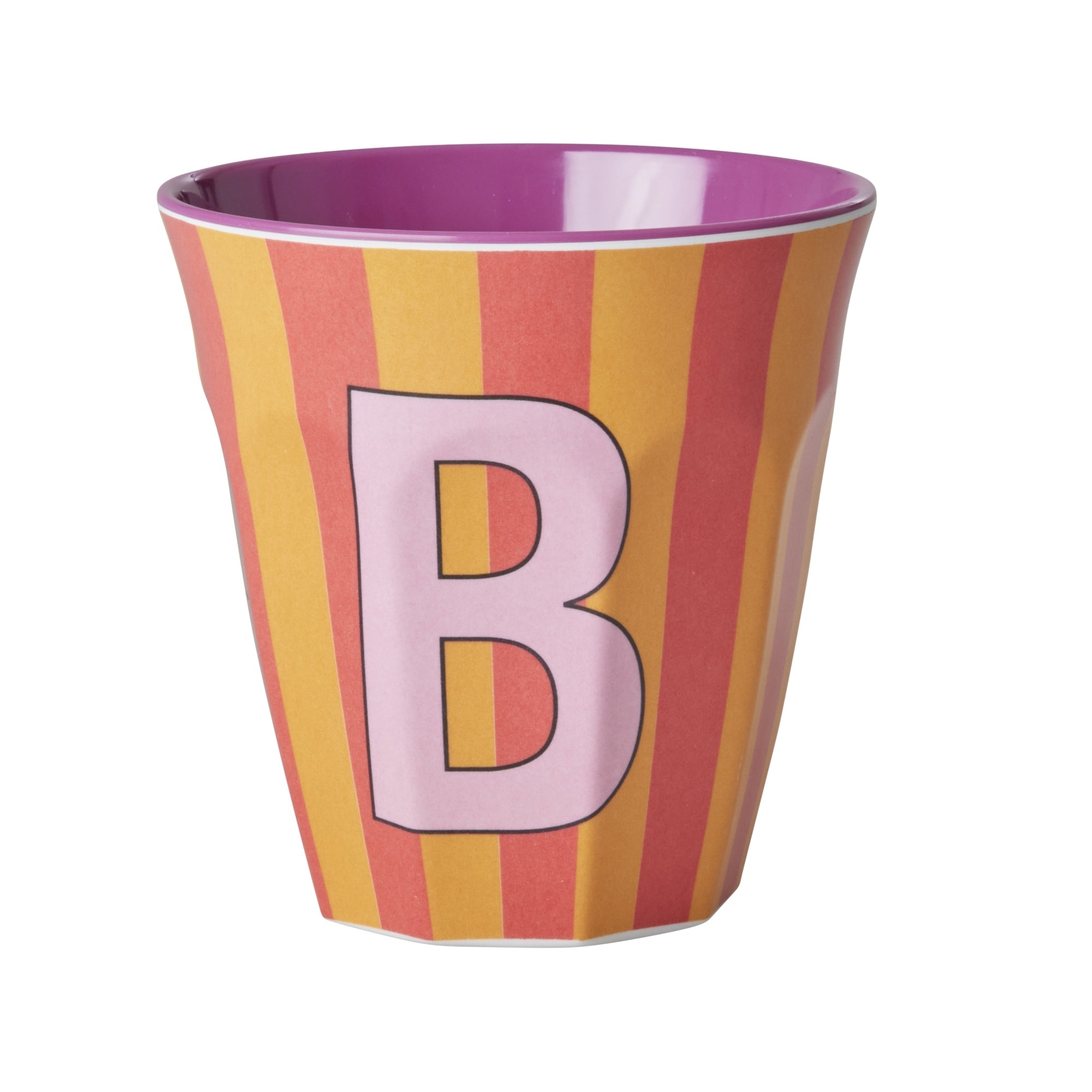 Melamine Alphabet Cup - Stripes - Pink - Medium - 250 ml