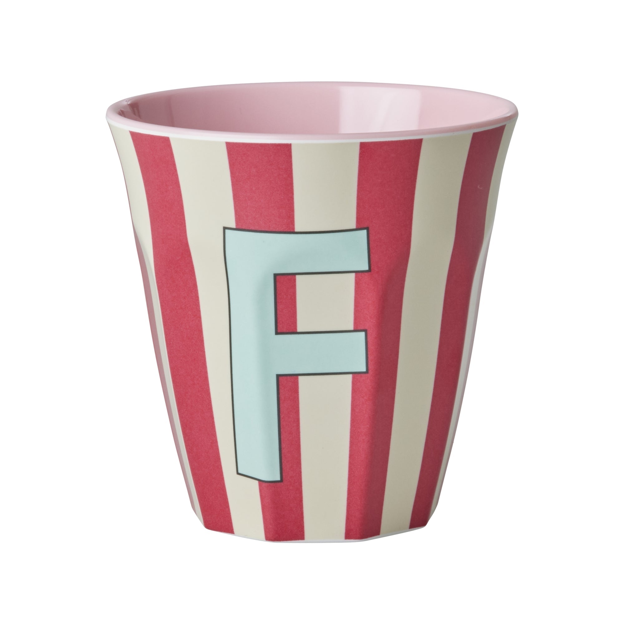 Melamine Alphabet Cup - Stripes - Pink - Medium - 250 ml