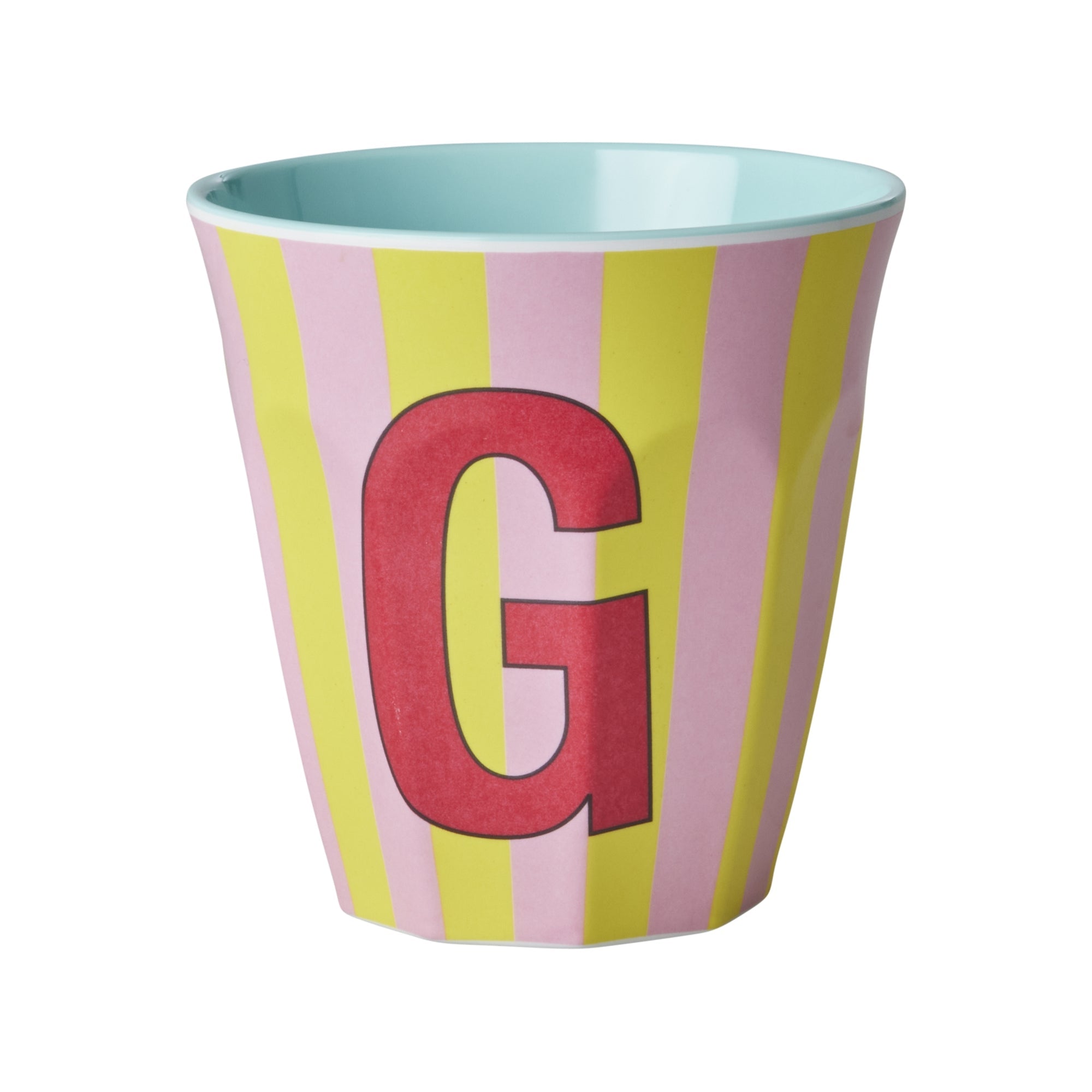 Melamine Alphabet Cup - Stripes - Pink - Medium - 250 ml