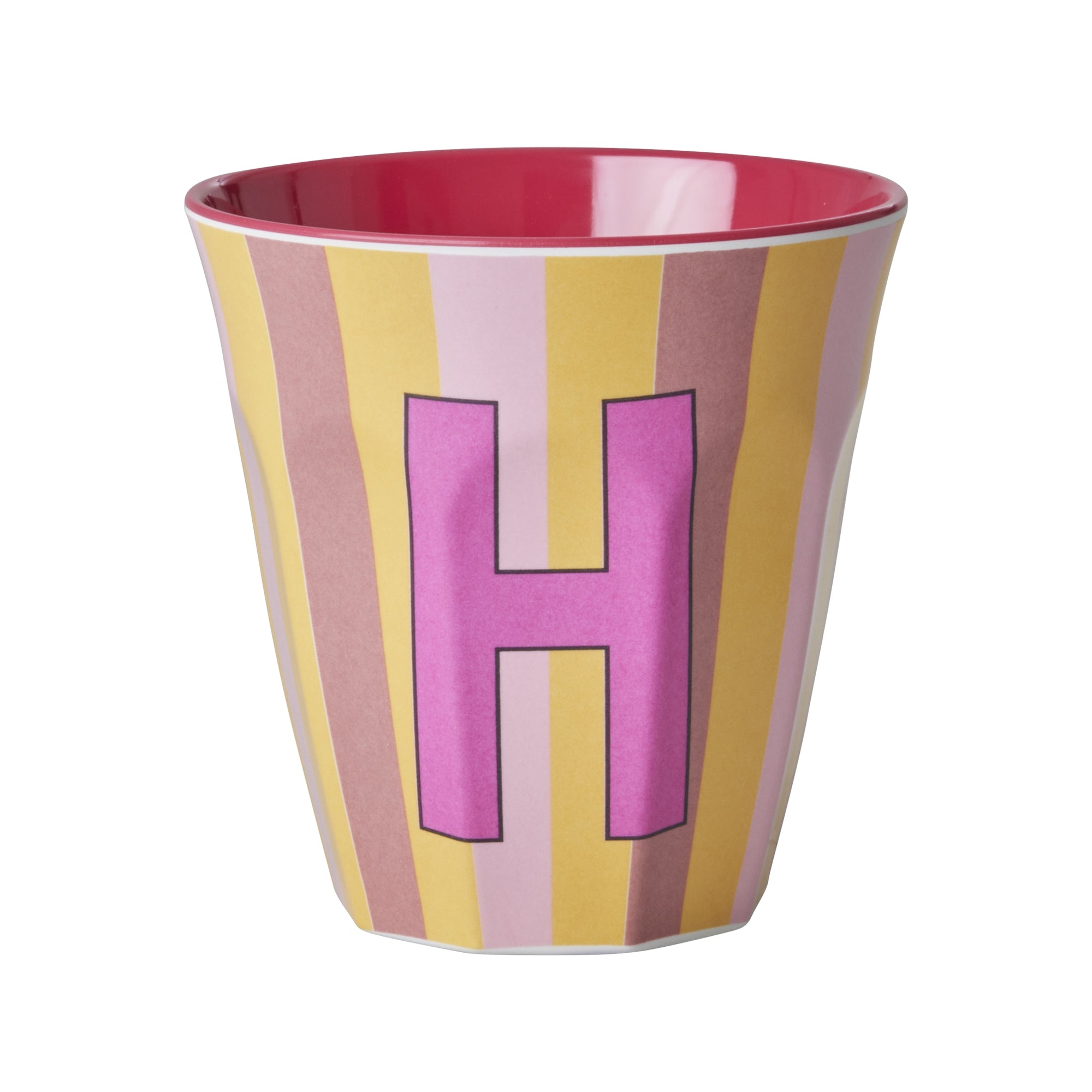 Melamine Alphabet Cup - Stripes - Pink - Medium - 250 ml