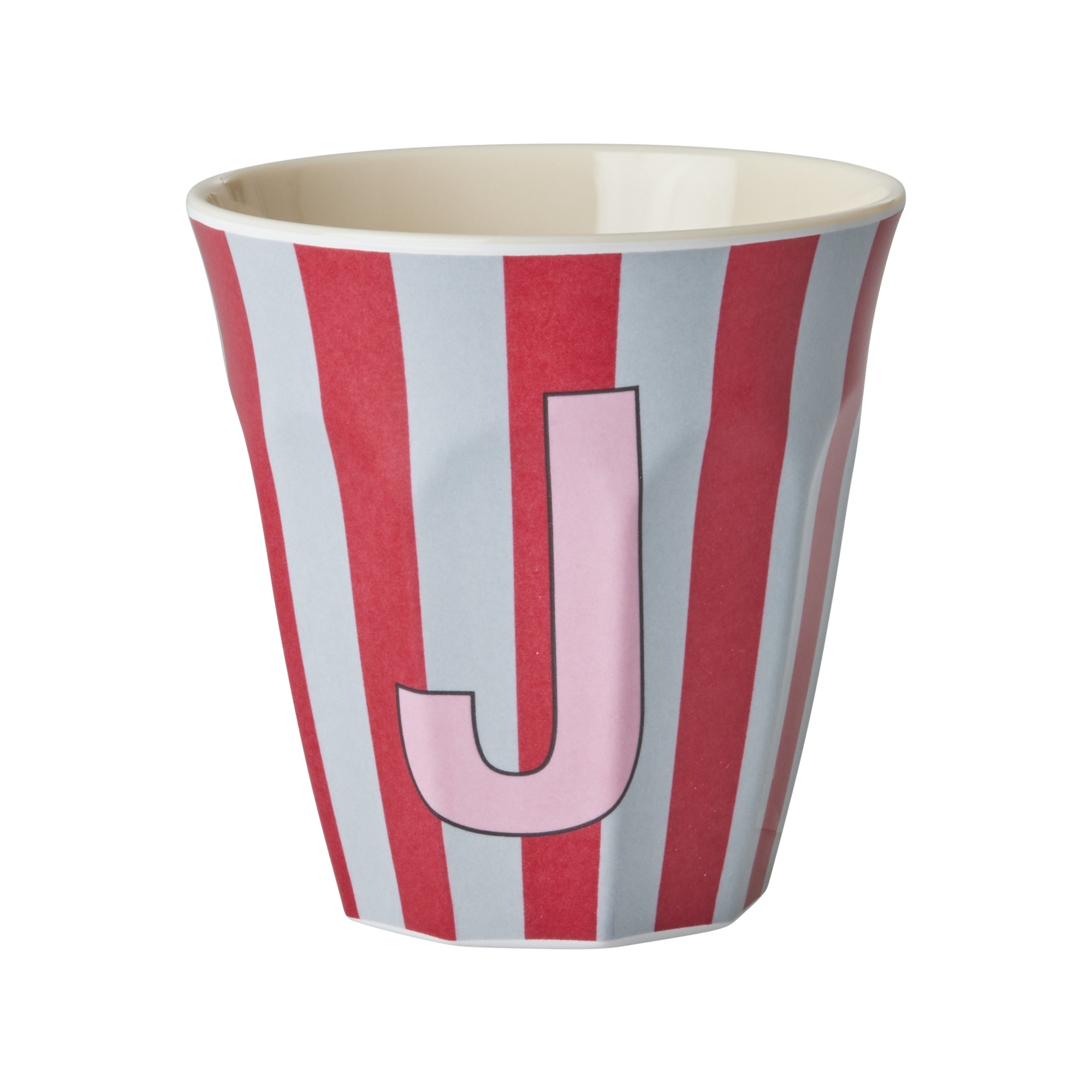 Melamine Alphabet Cup - Stripes - Pink - Medium - 250 ml