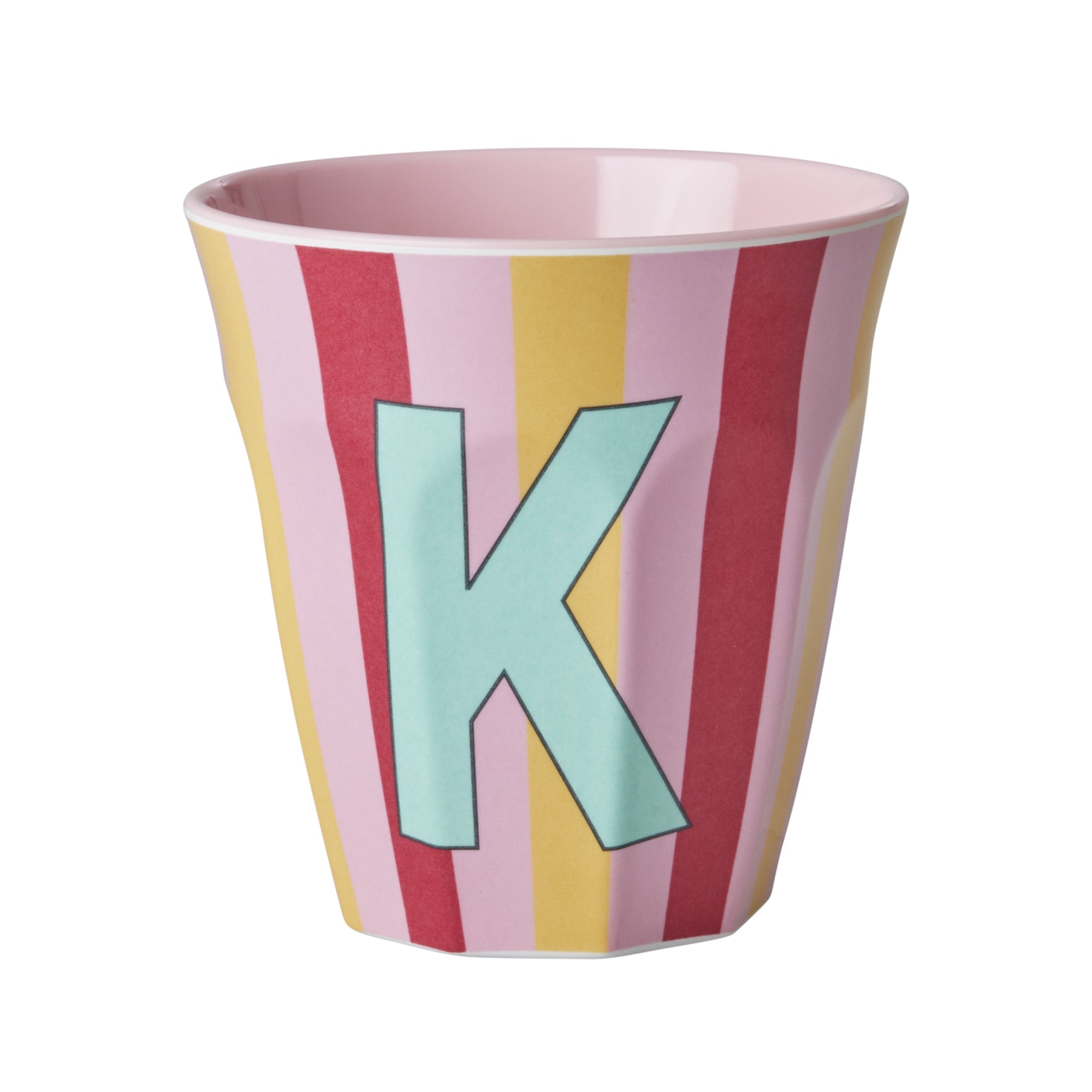 Melamine Alphabet Cup - Stripes - Pink - Medium - 250 ml
