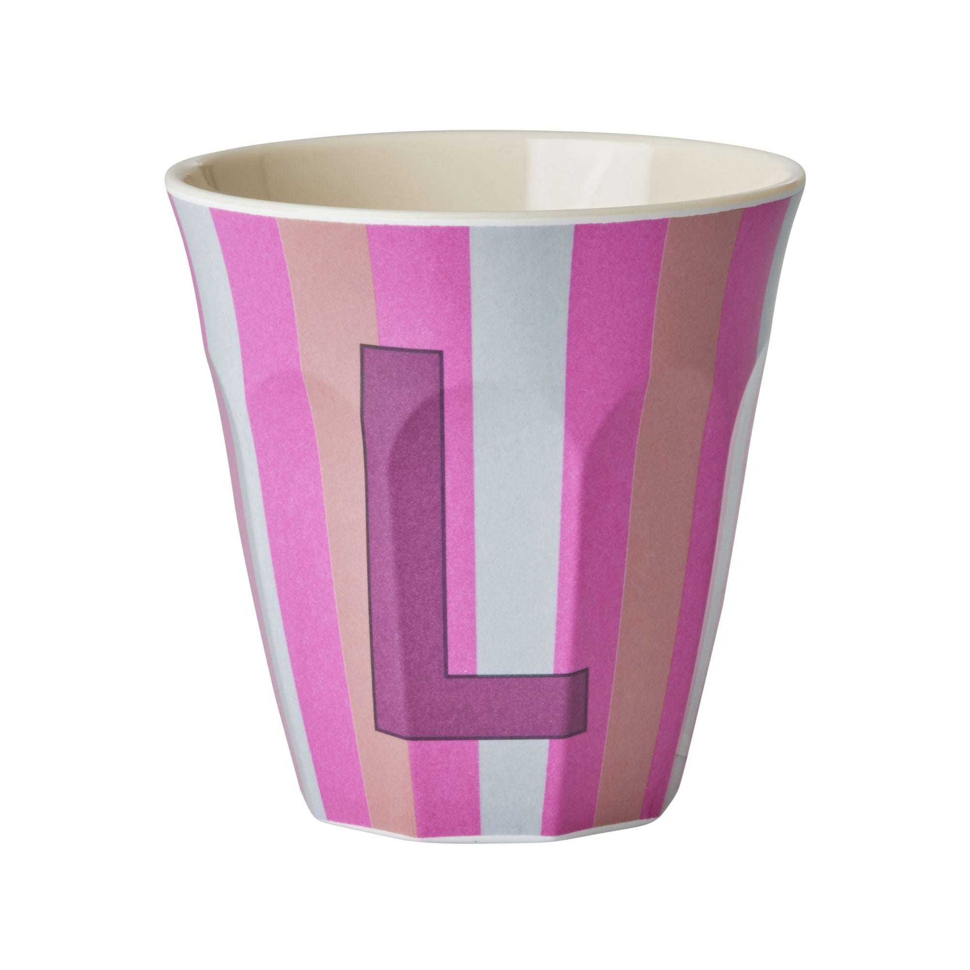 Melamine Alphabet Cup - Stripes - Pink - Medium - 250 ml