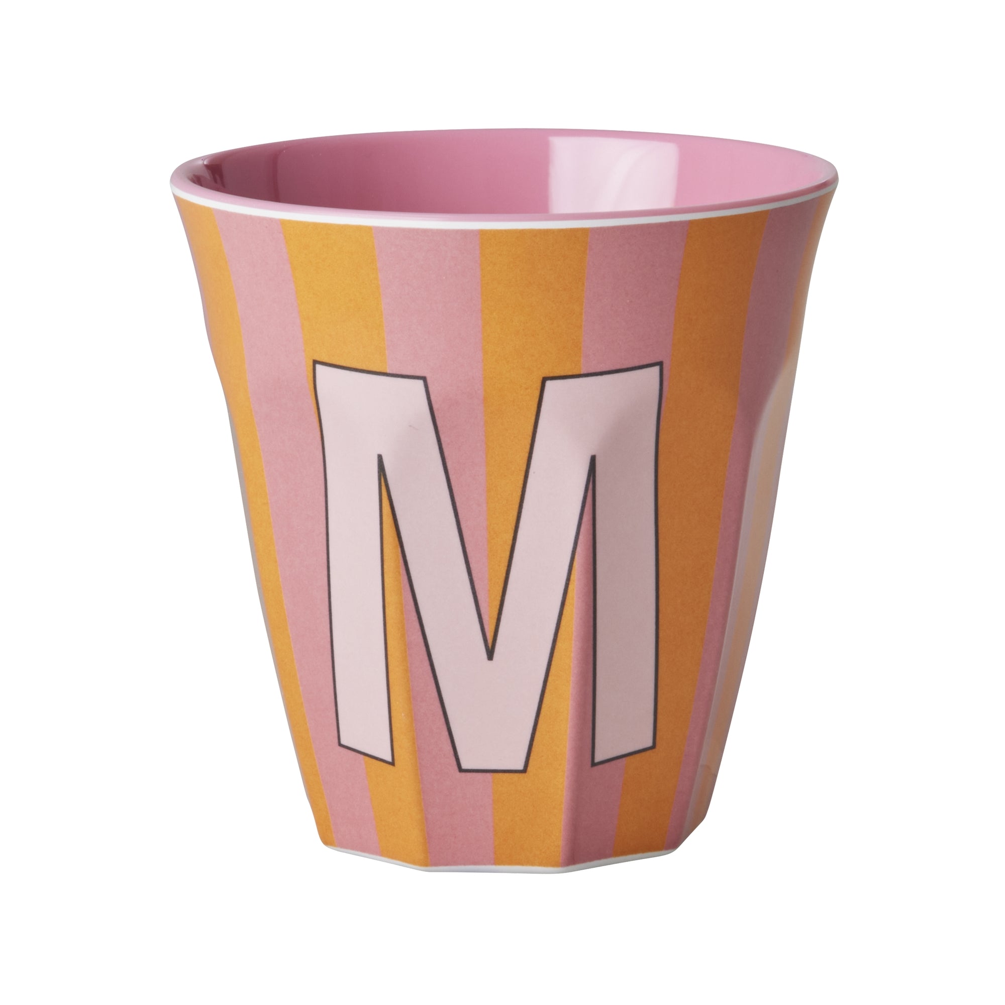 Melamine Alphabet Cup - Stripes - Pink - Medium - 250 ml