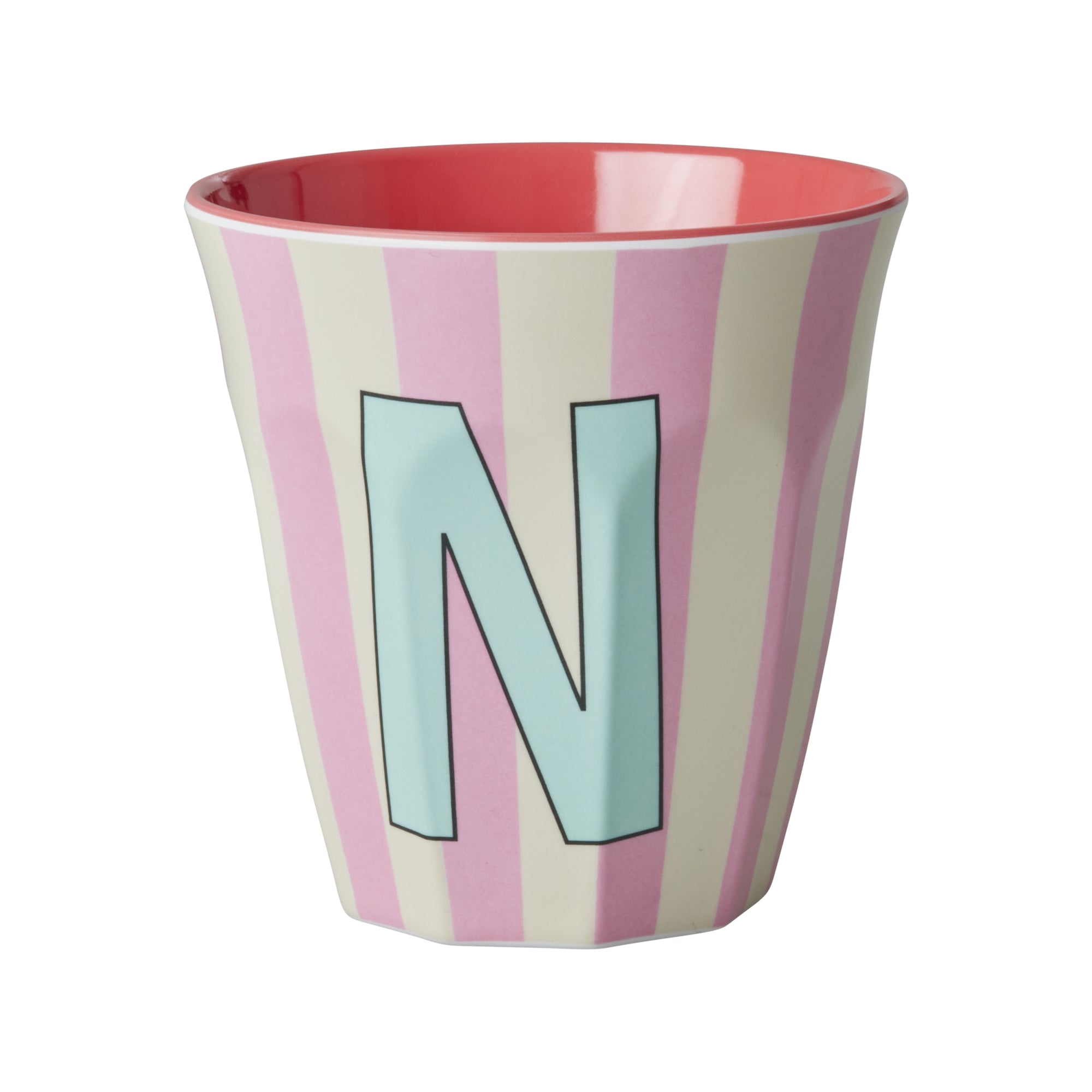 Melamine Alphabet Cup - Stripes - Pink - Medium - 250 ml