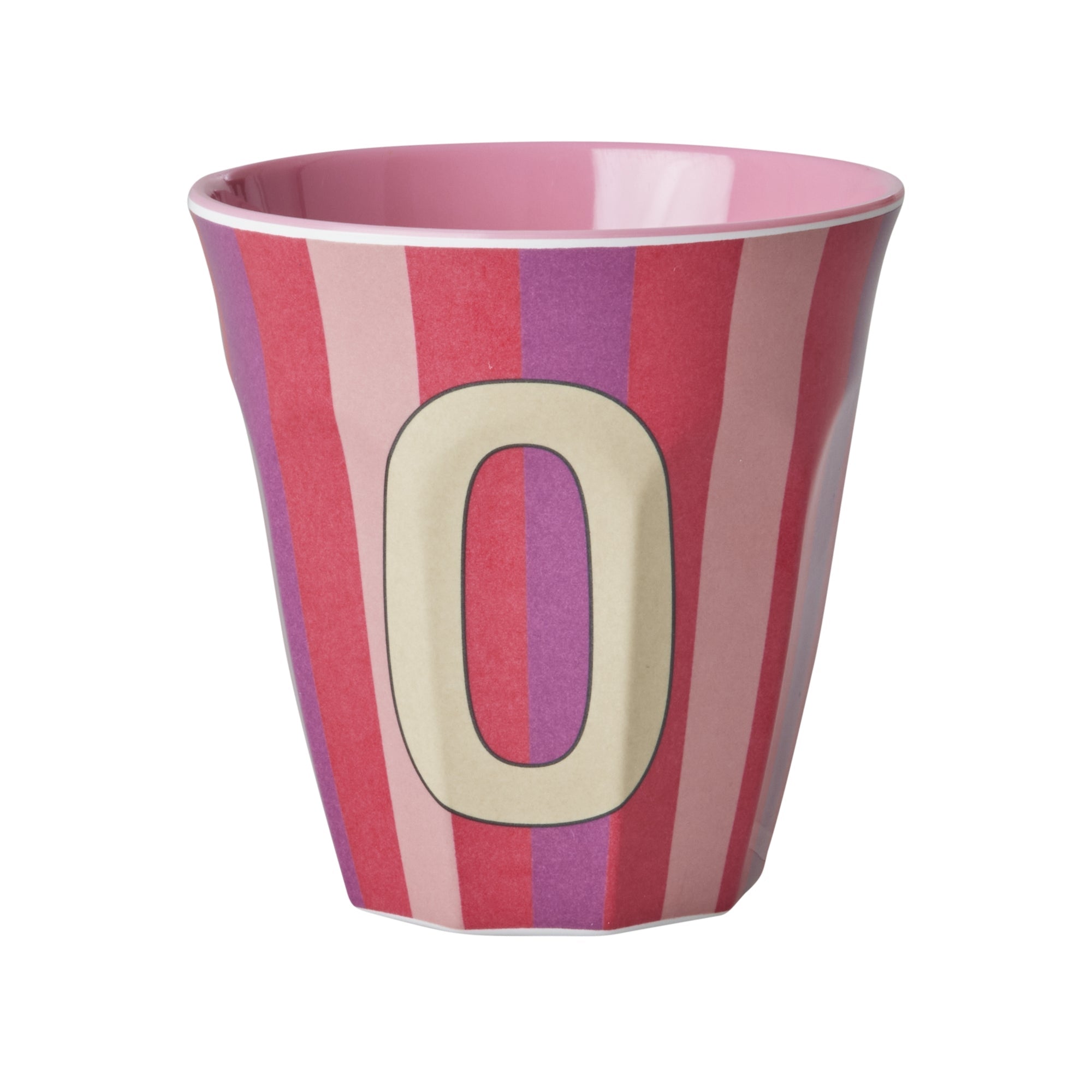 Melamine Alphabet Cup - Stripes - Pink - Medium - 250 ml