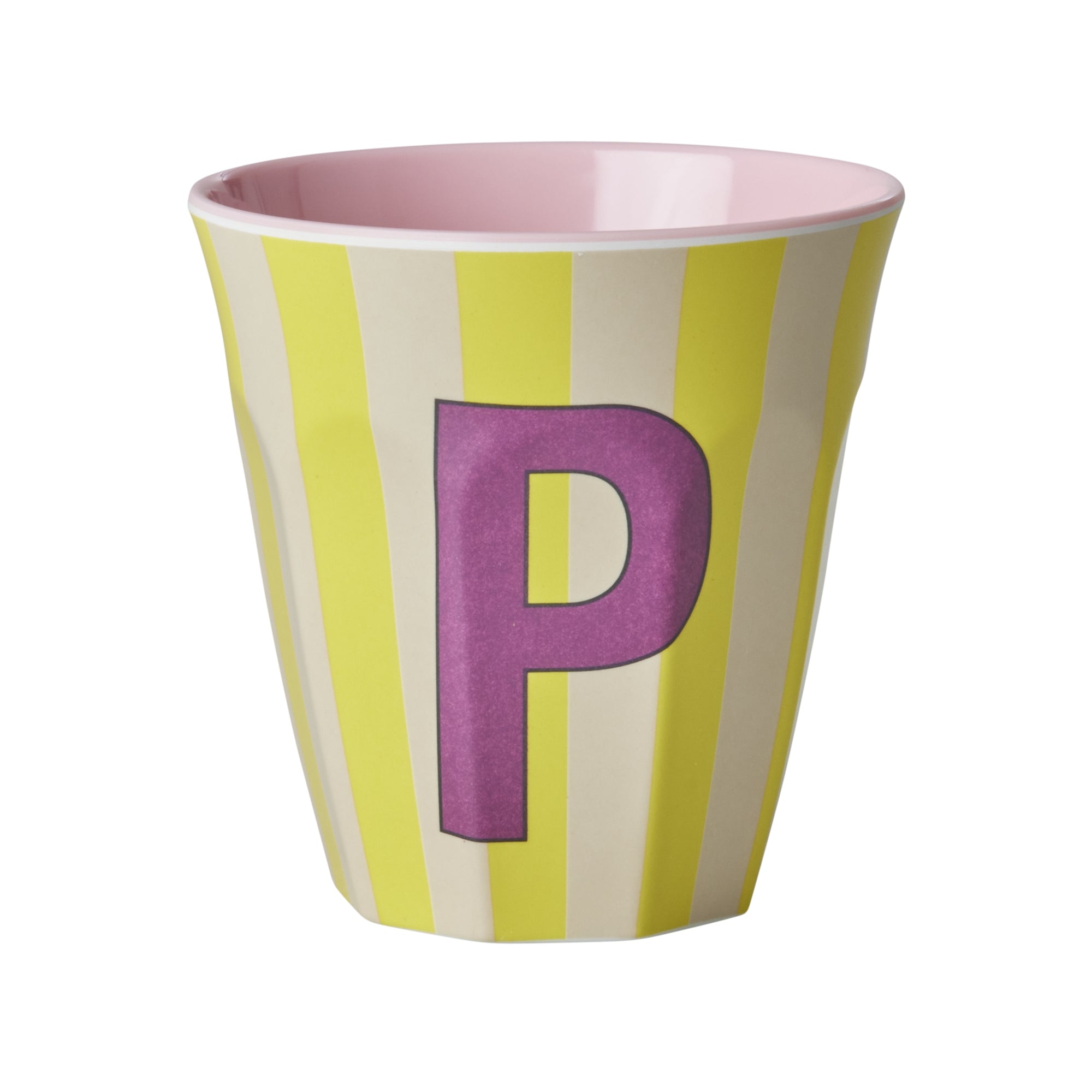 Melamine Alphabet Cup - Stripes - Pink - Medium - 250 ml