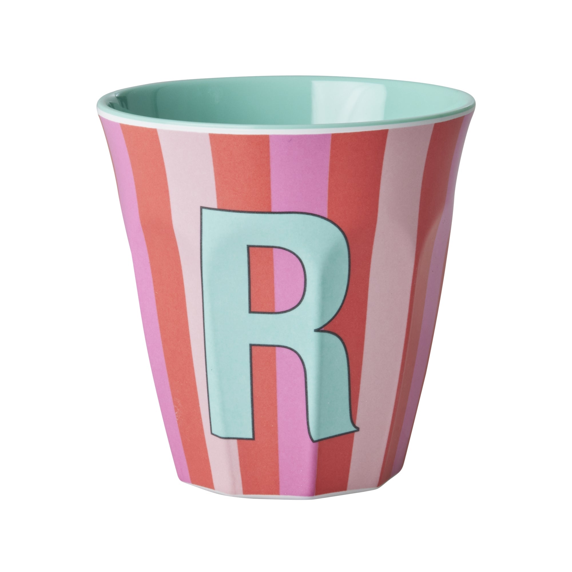 Melamine Alphabet Cup - Stripes - Pink - Medium - 250 ml