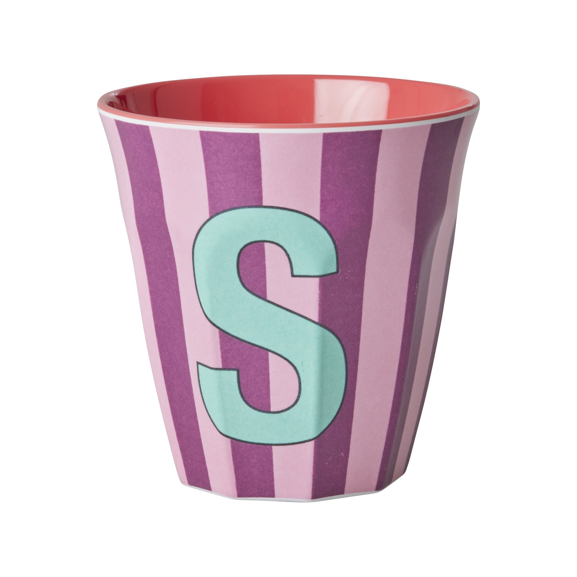 Melamine Alphabet Cup - Stripes - Pink - Medium - 250 ml