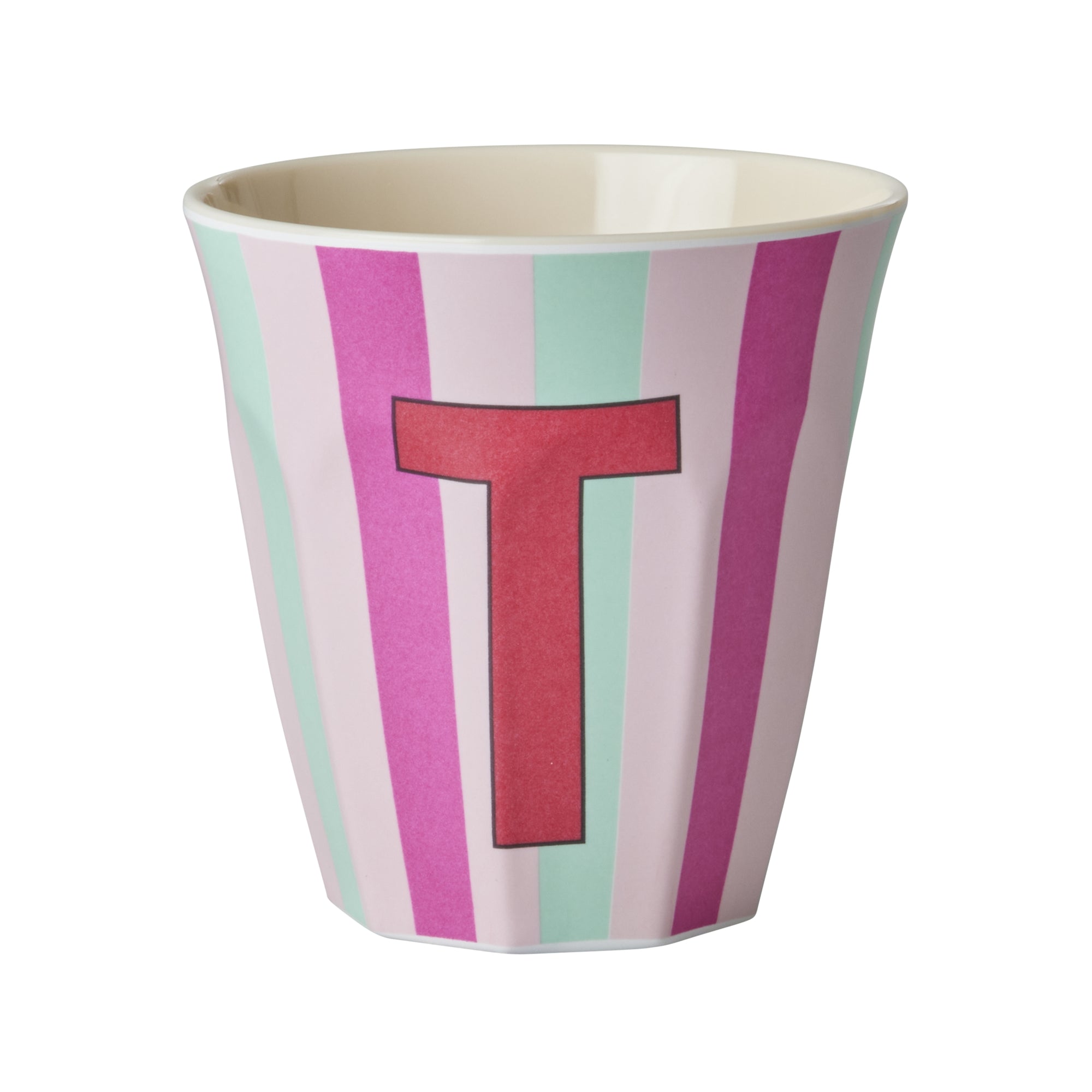 Melamine Alphabet Cup - Stripes - Pink - Medium - 250 ml
