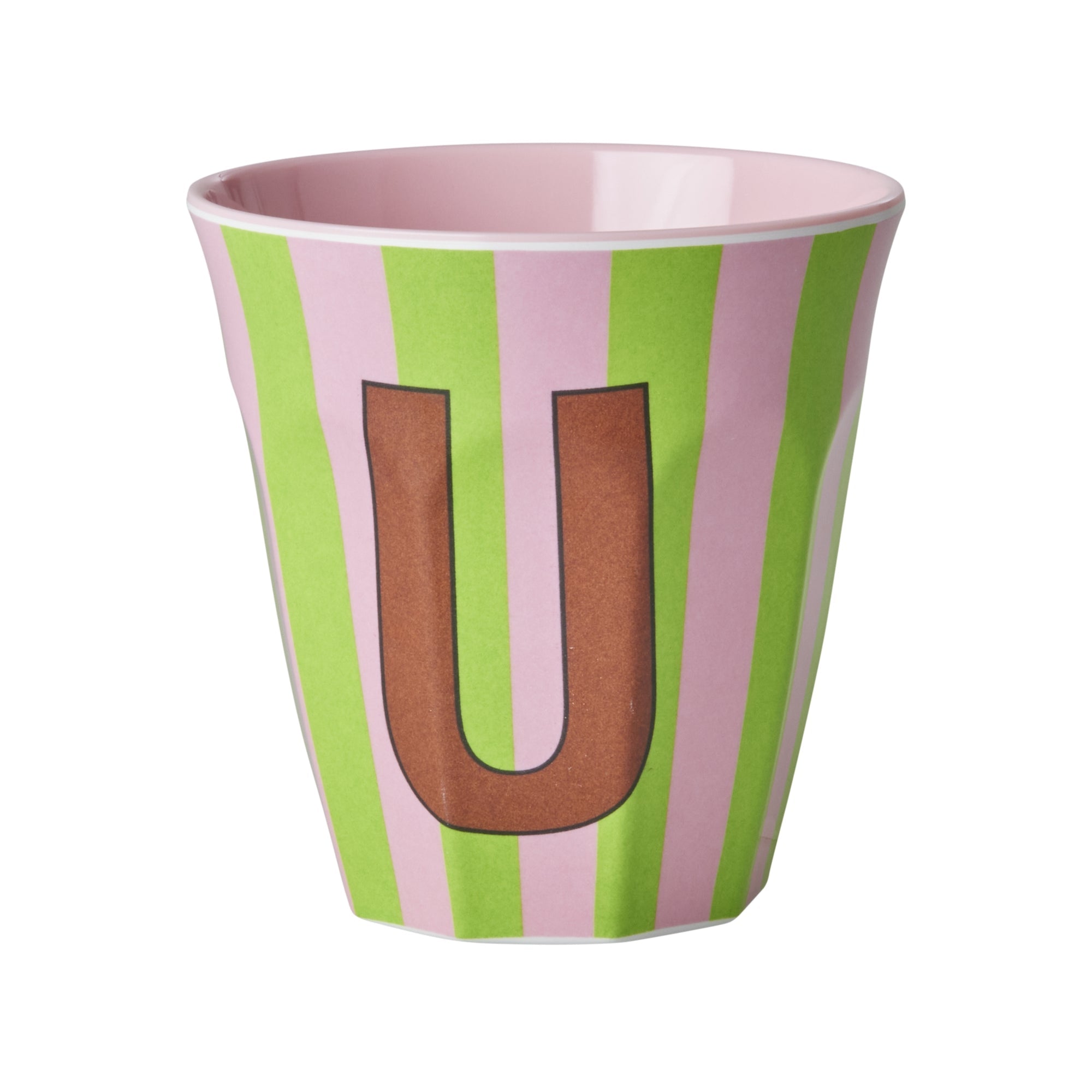 Melamine Alphabet Cup - Stripes - Pink - Medium - 250 ml
