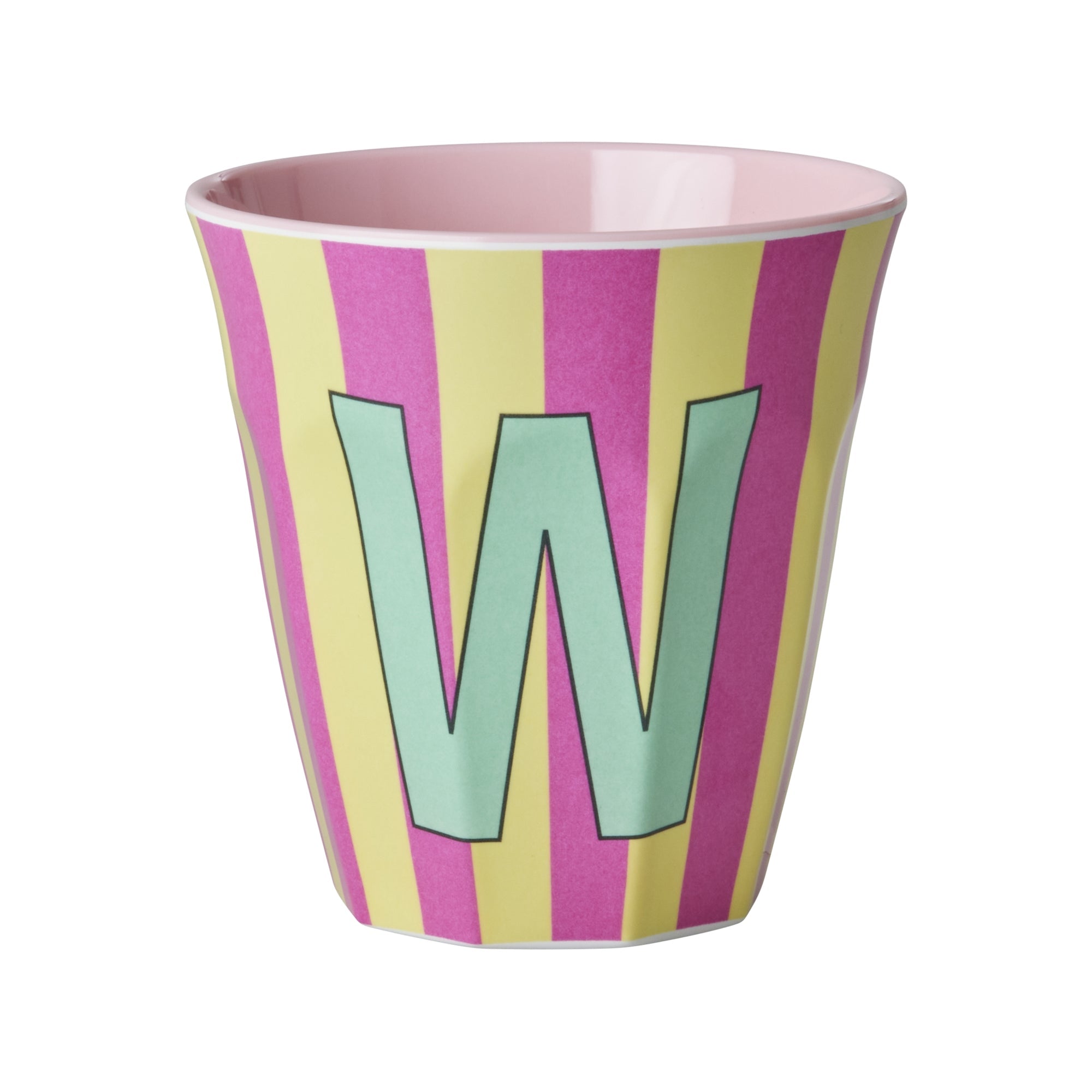 Melamine Alphabet Cup - Stripes - Pink - Medium - 250 ml