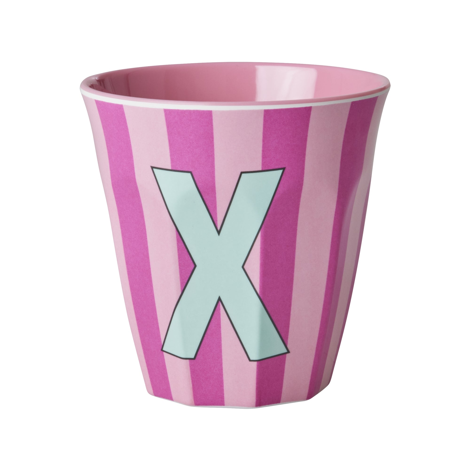 Melamine Alphabet Cup - Stripes - Pink - Medium - 250 ml