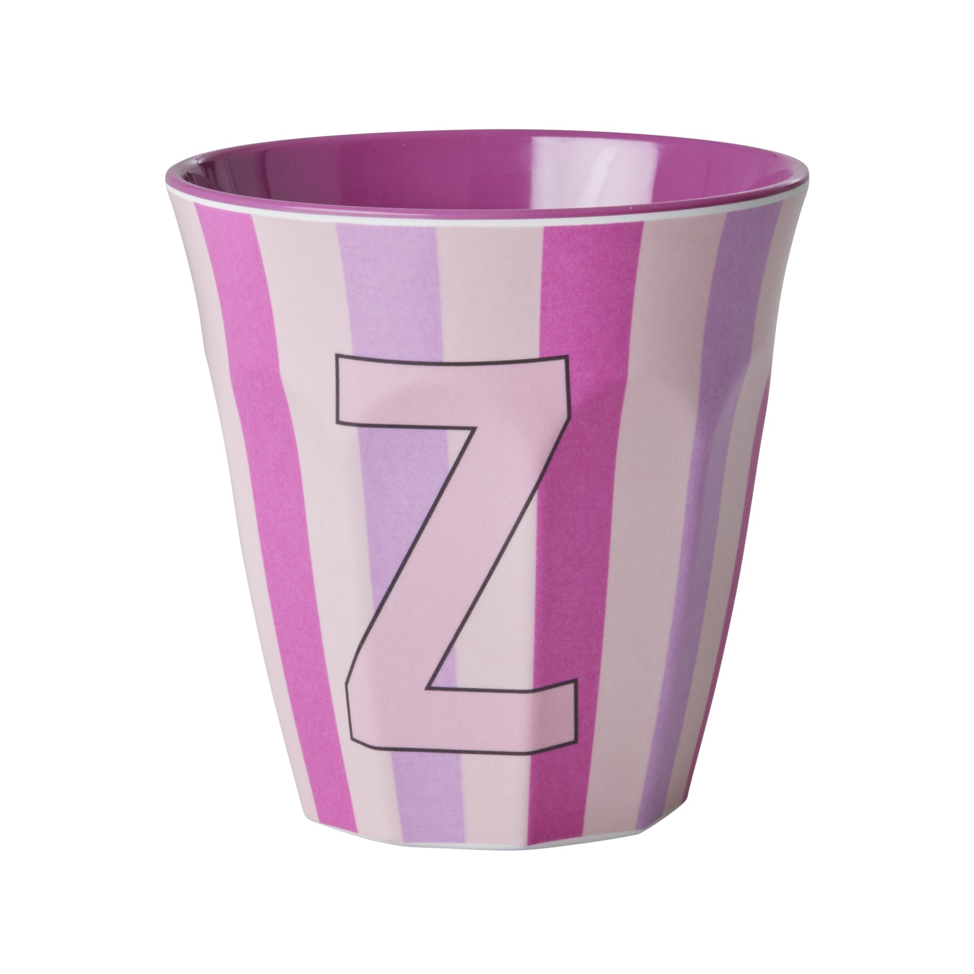 Melamine Alphabet Cup - Stripes - Pink - Medium - 250 ml
