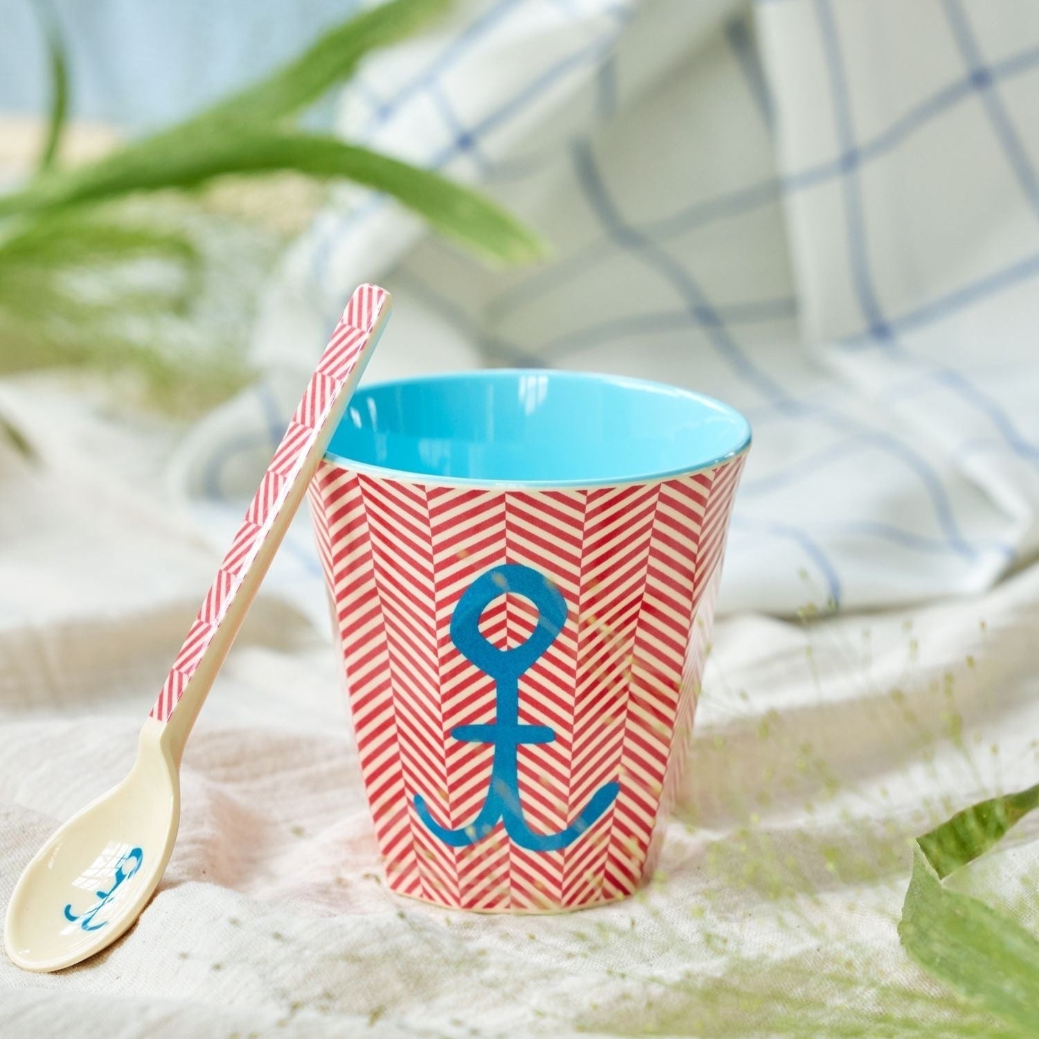 Melamine Cup with Anchor Print- Medium -250 ml