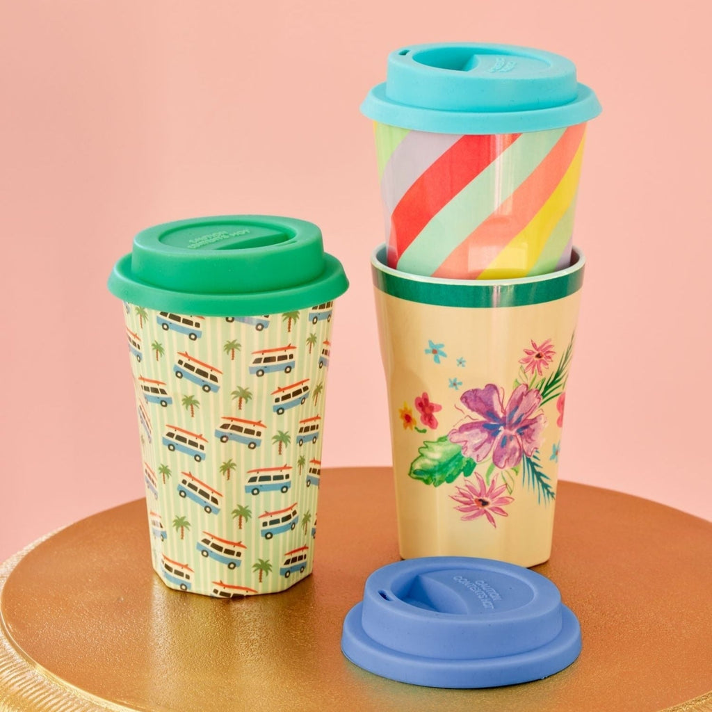 Set of 3 Silicone Lids for Tall Melamine Cups in 3 Asst. Blue Colours