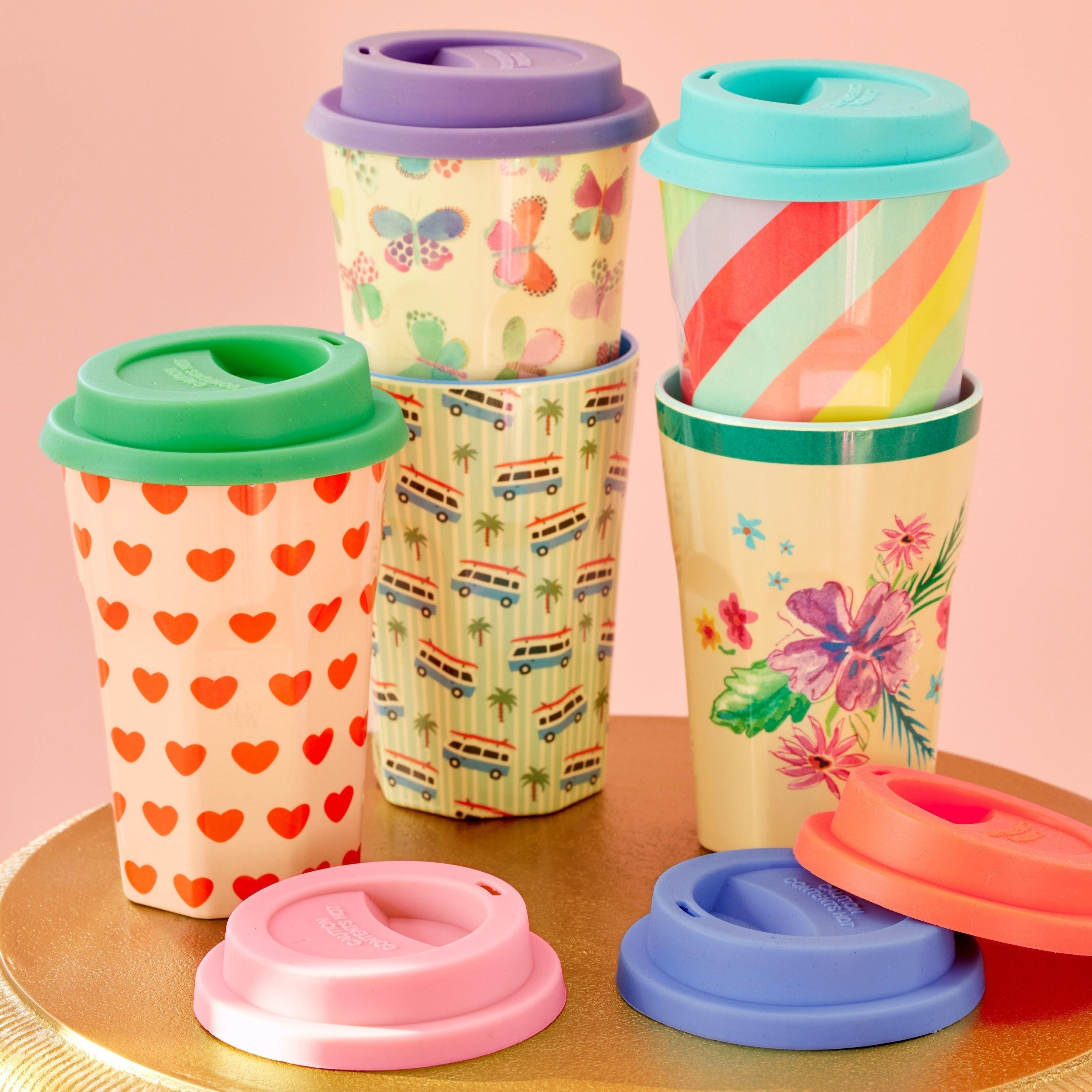 Set of 3 Silicone Lids for Tall Melamine Cups in 3 Asst. Blue Colours