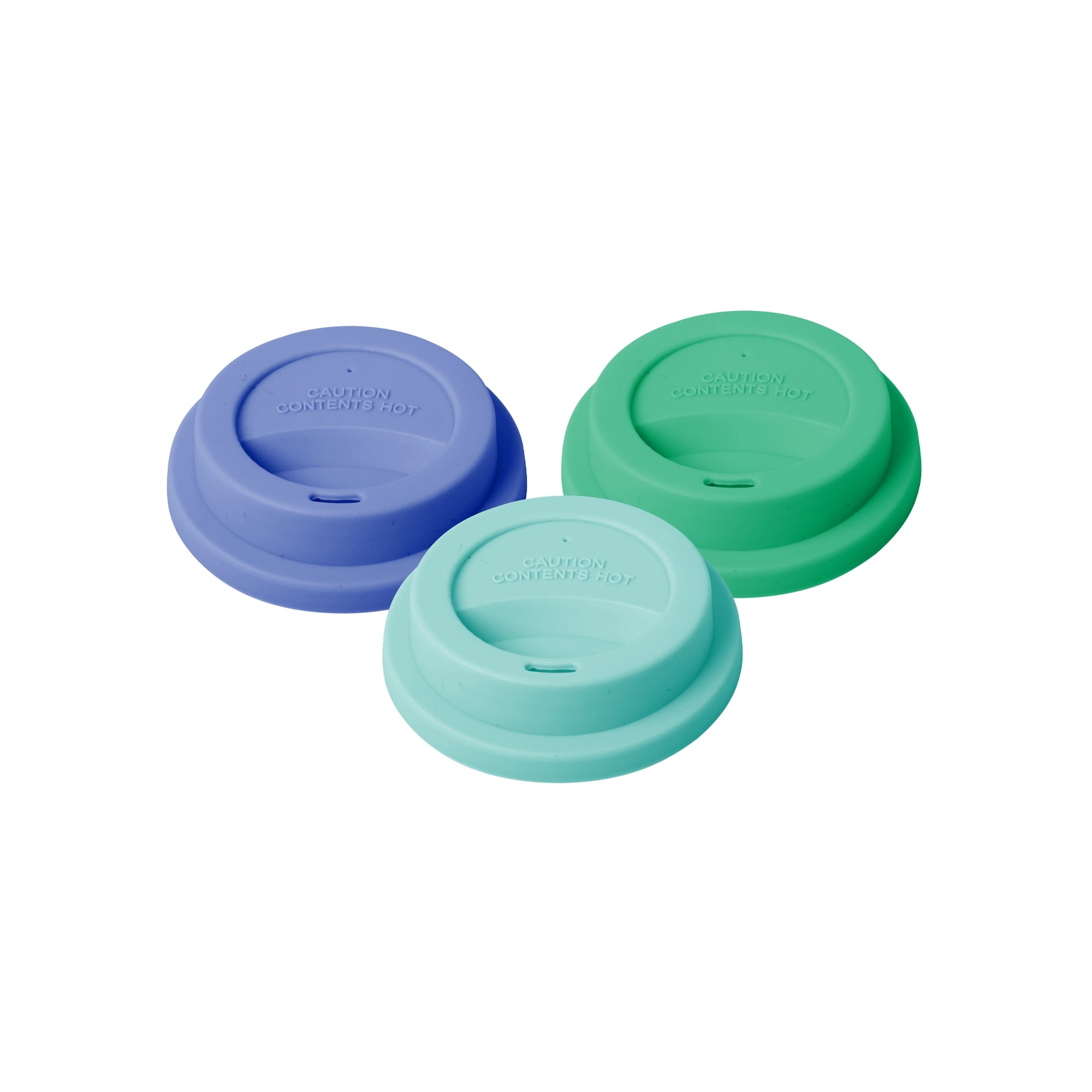 Set of 3 Silicone Lids for Tall Melamine Cups in 3 Asst. Blue Colours
