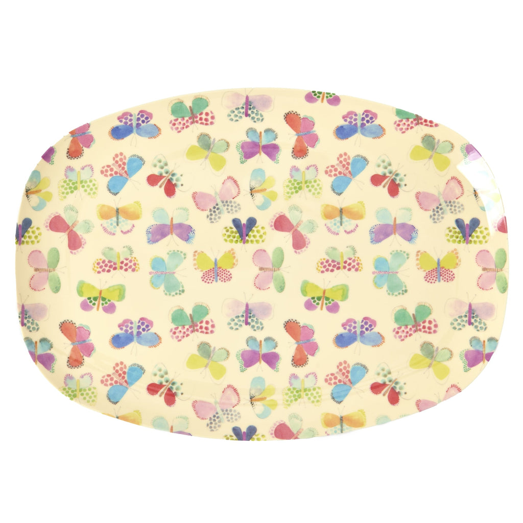 Melamine Rectangular Plate with Butterfly Print