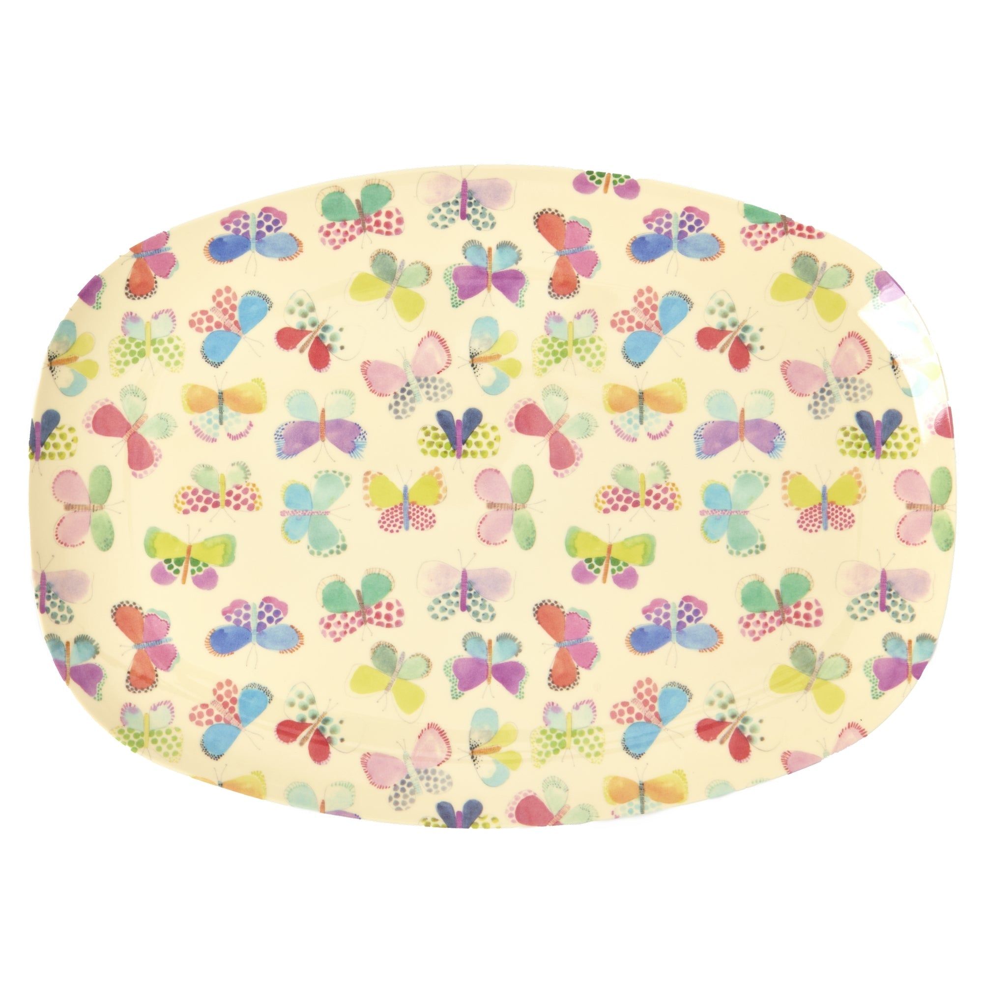 Melamine Rectangular Plate with Butterfly Print