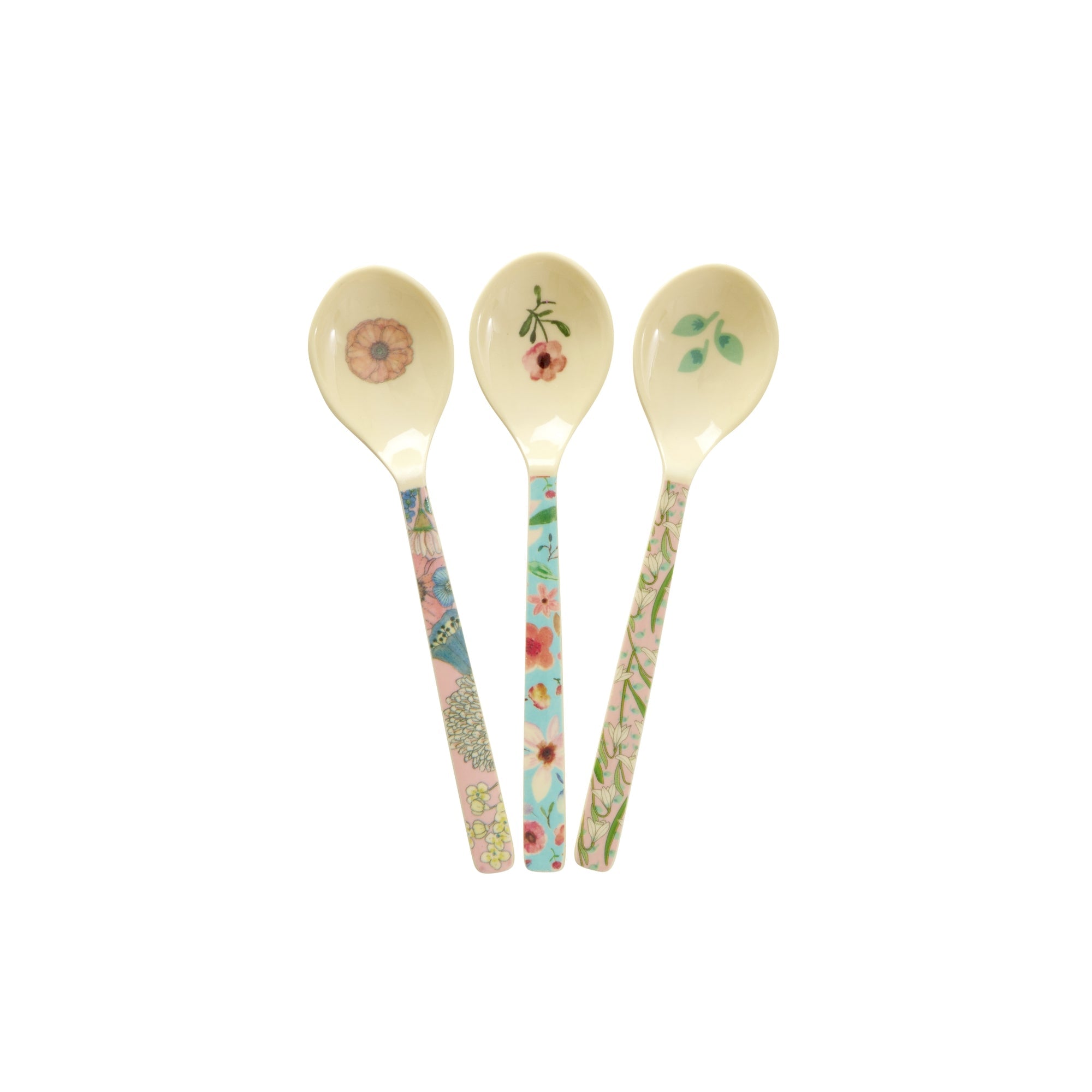 Set of 3 Melamine Teaspoons in 3 Asst. Flower Prints - Single