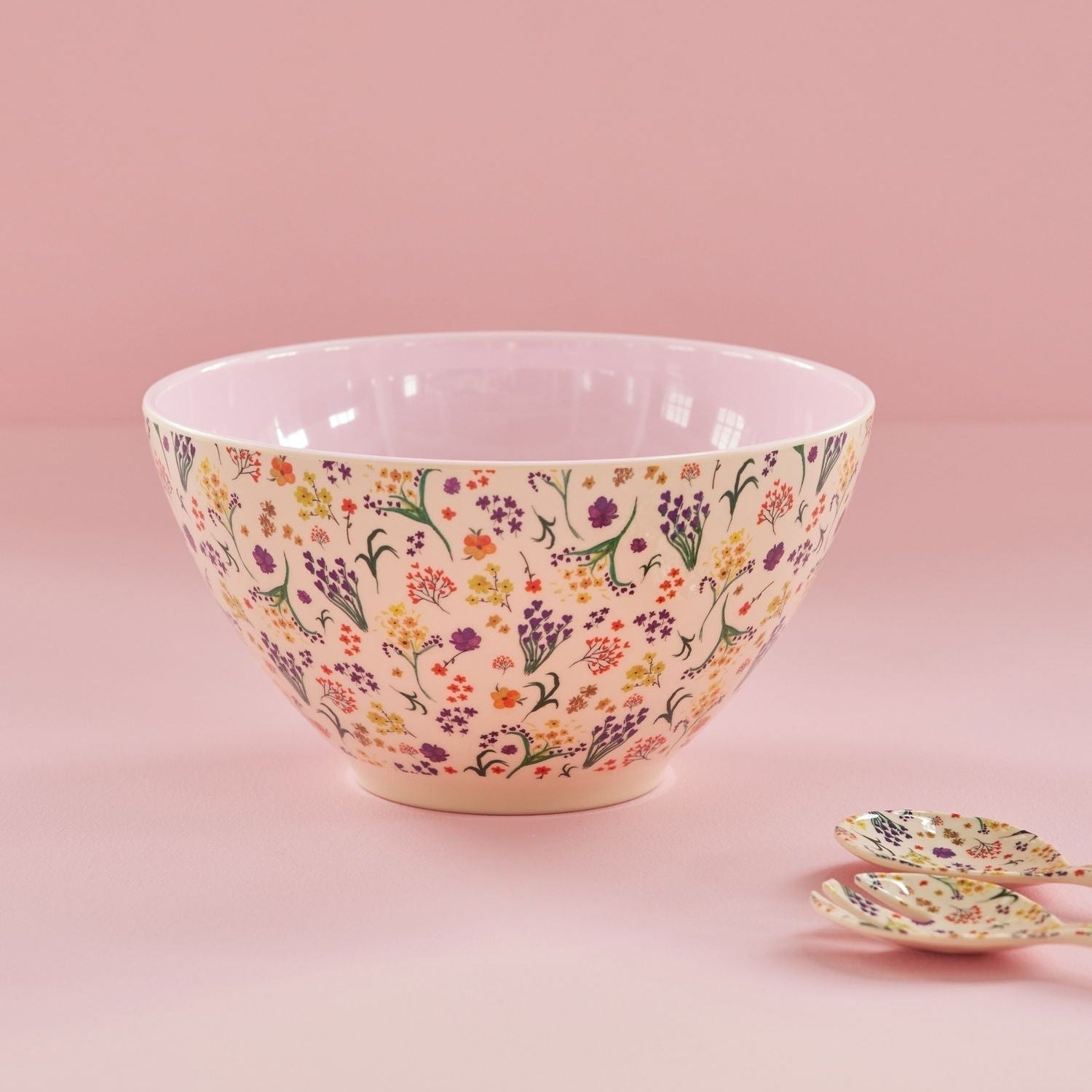Melamine Salad Bowl with Wild Flowers Print - 4,5 L