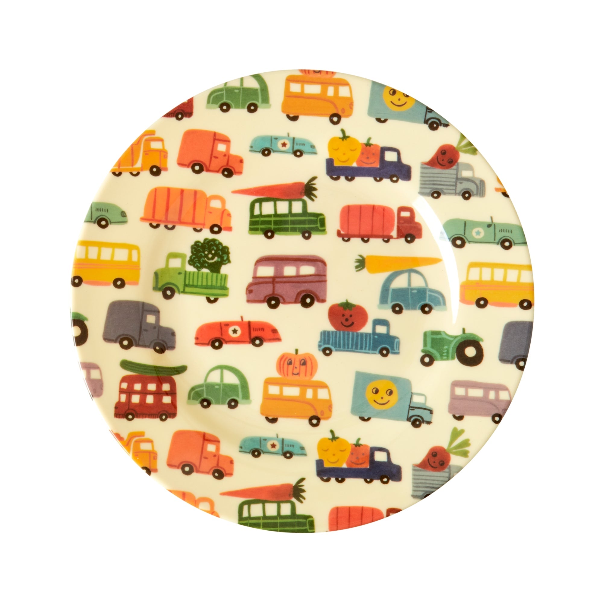 Melamine Kids Lunch Plate with Happy Cars Print
