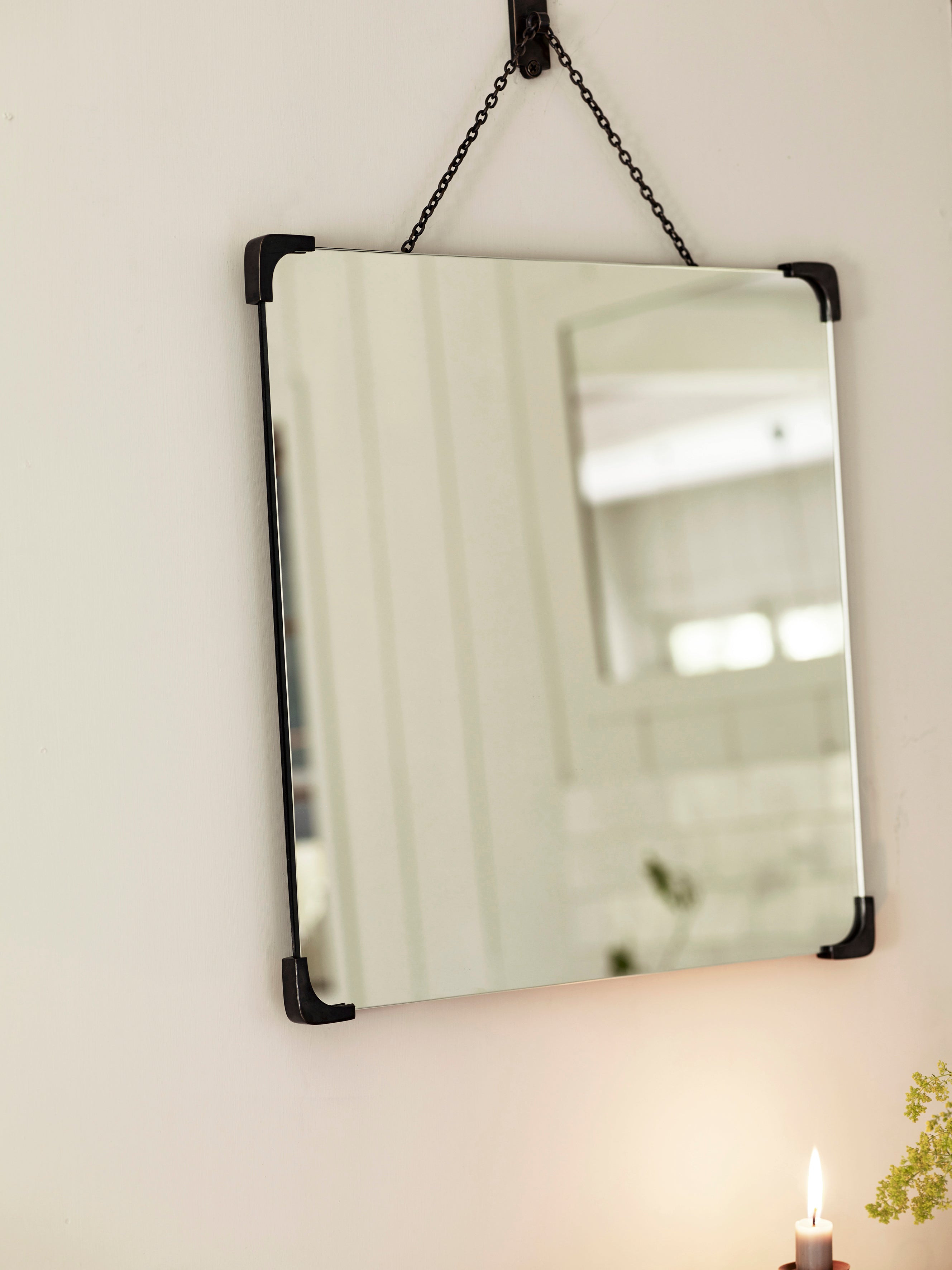 Bilton Bathroom Mirror, Blackened Brass