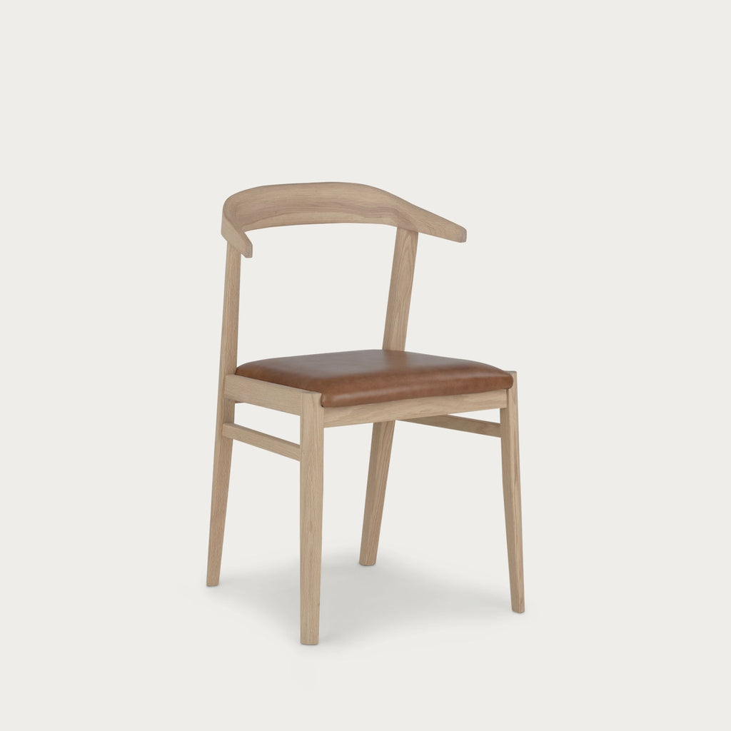 Borough Oak Dining Chair, Tan Leather