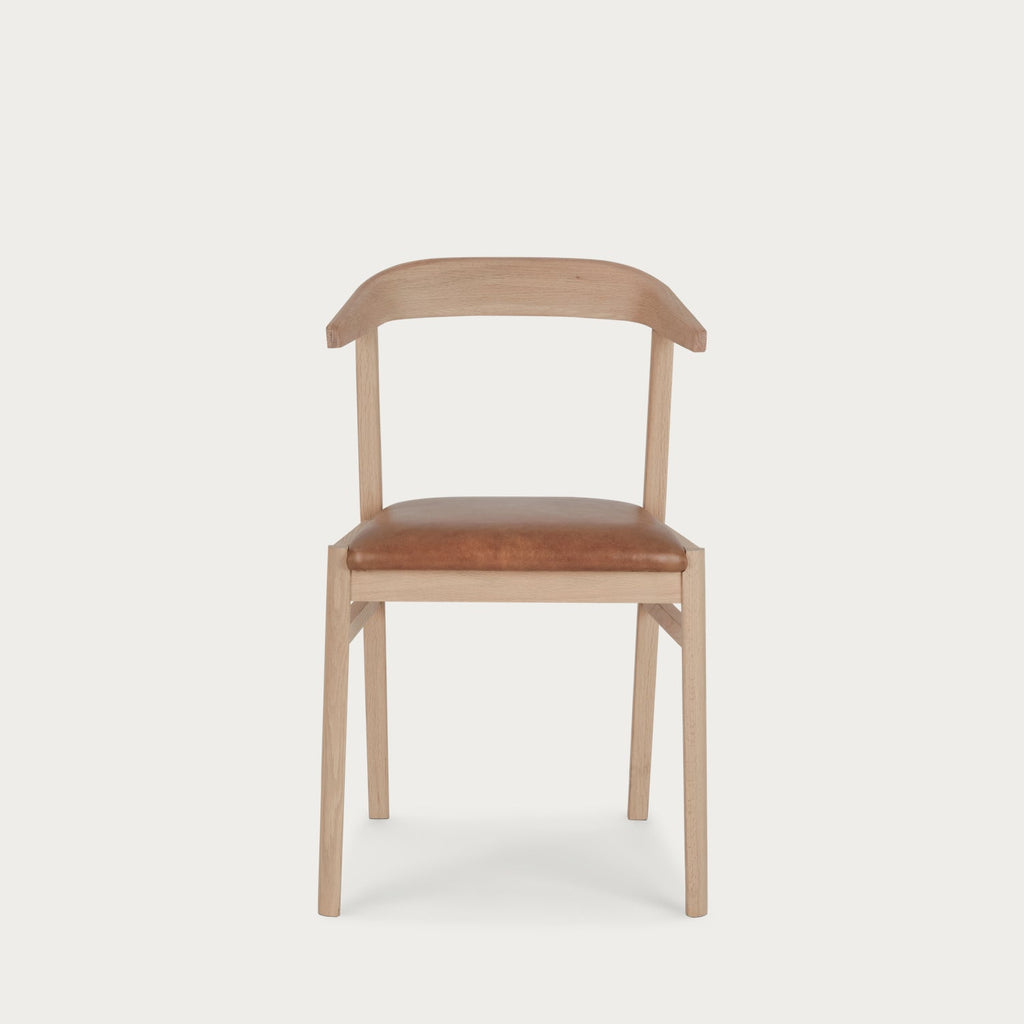 Borough Oak Dining Chair, Tan Leather