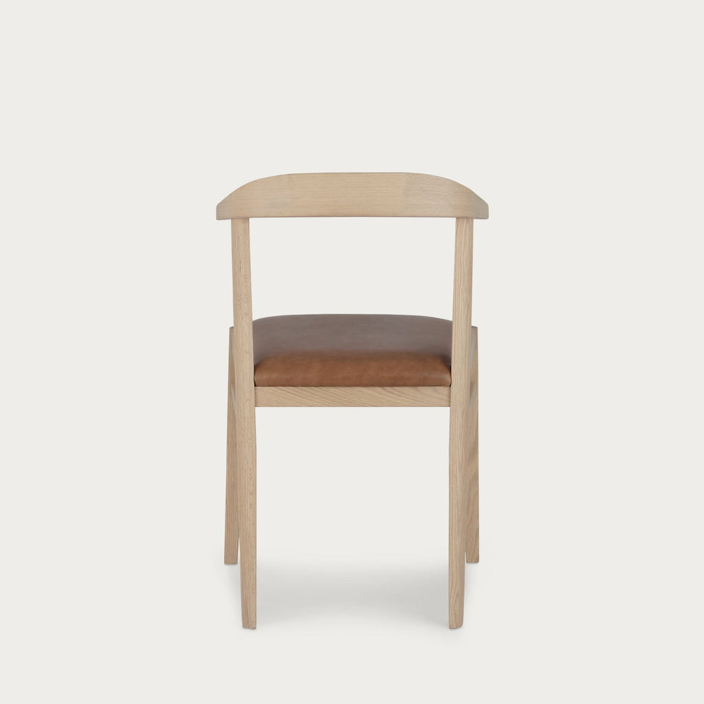 Borough Oak Dining Chair, Tan Leather