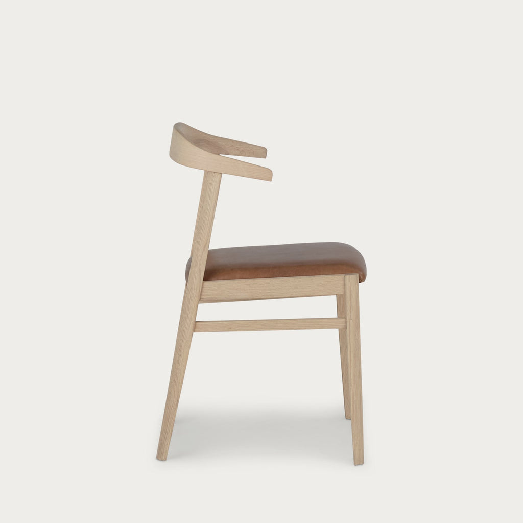 Borough Oak Dining Chair, Tan Leather