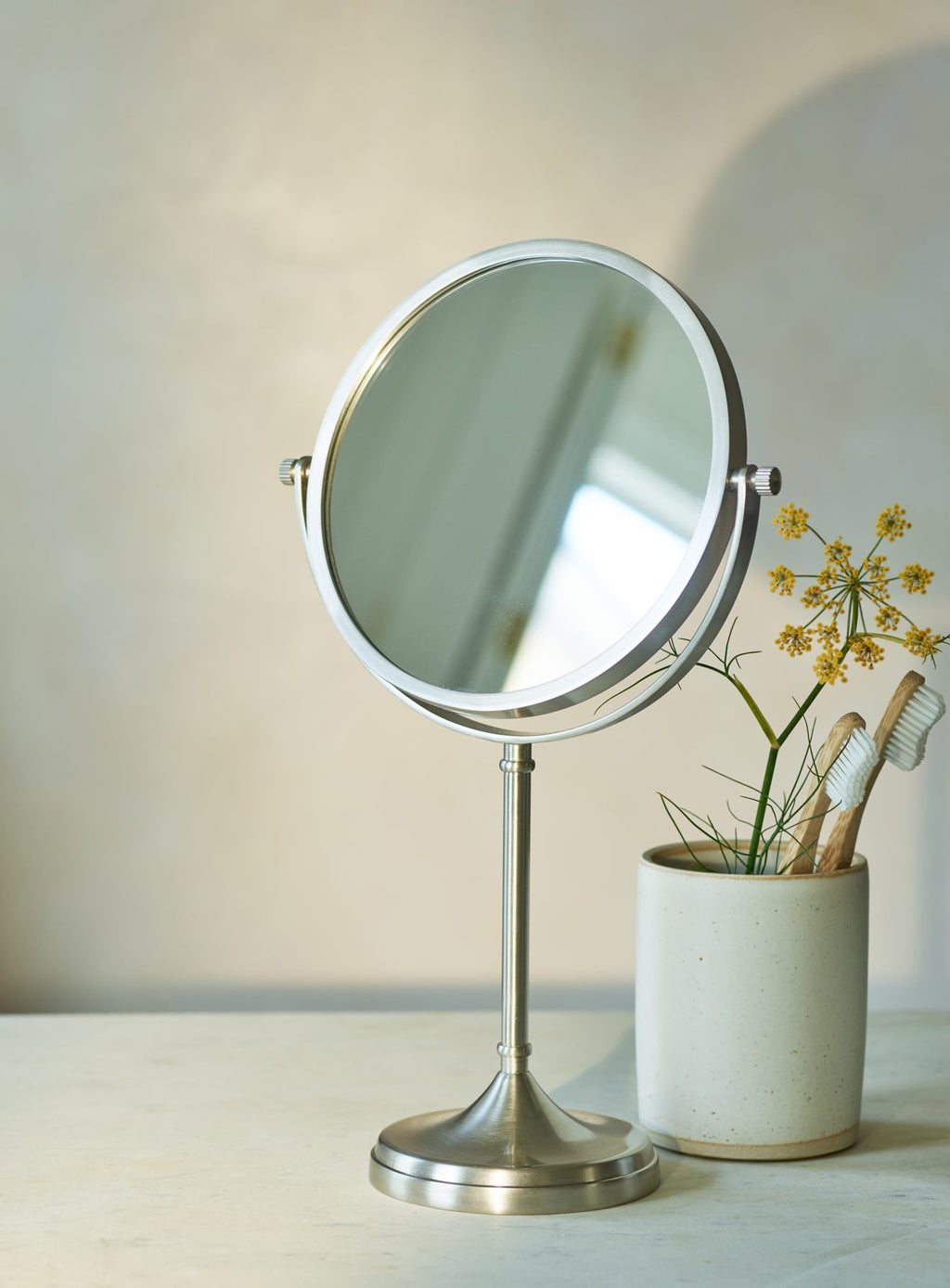 Bilton Pedestal Mirror, Matt Nickel
