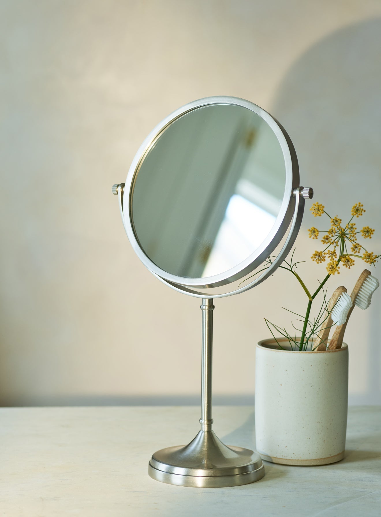 Bilton Pedestal Mirror, Matt Nickel