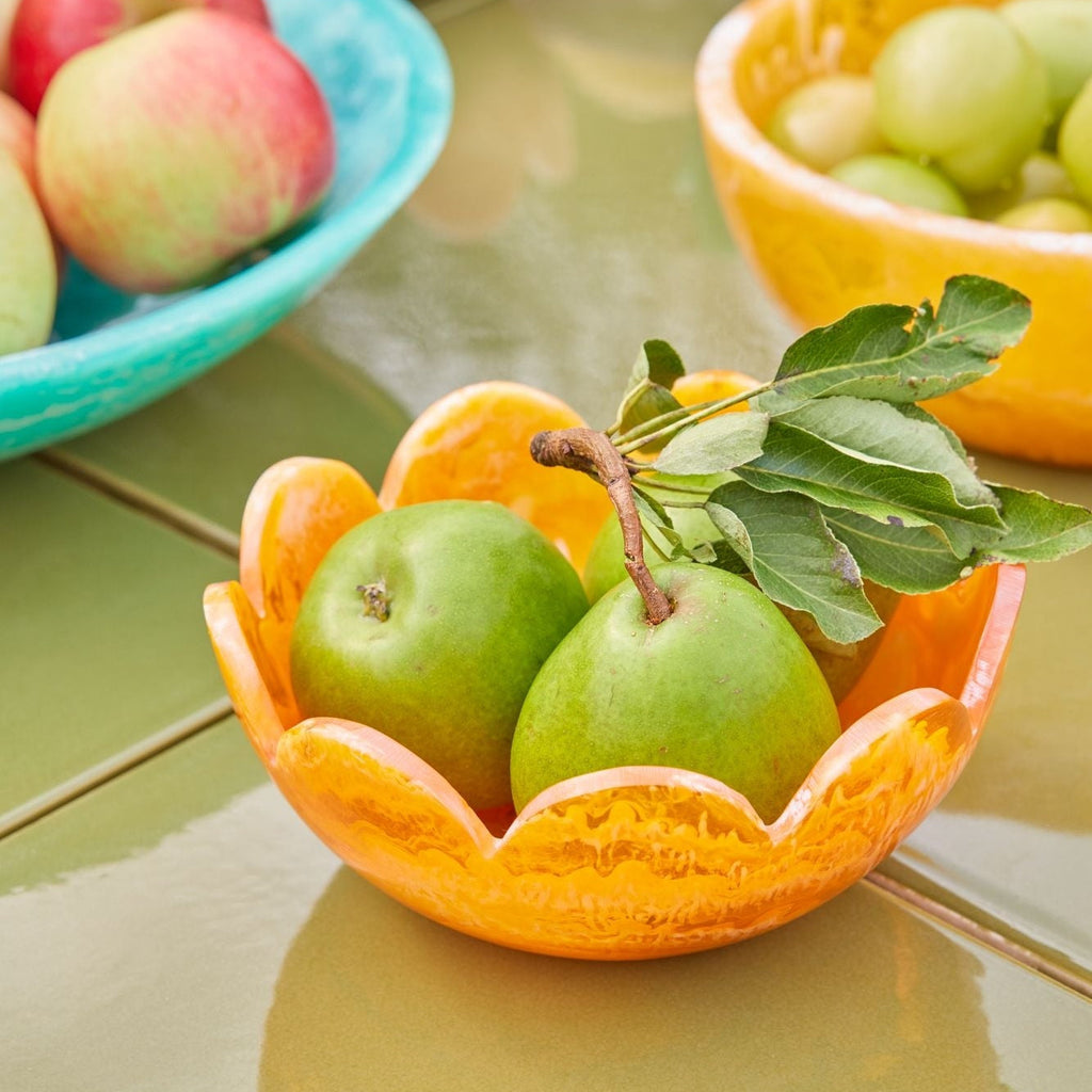 Resin Bowl with Scallop Edges in Orange