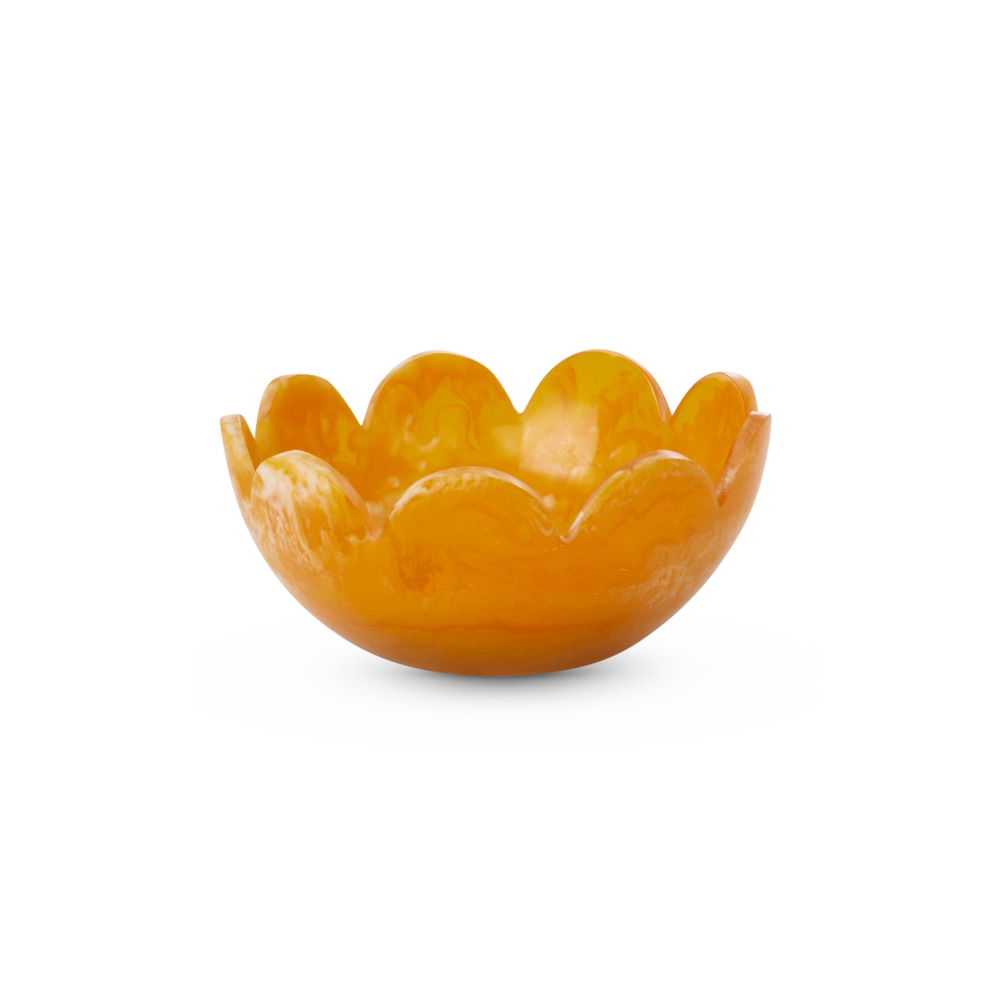Resin Bowl with Scallop Edges in Orange
