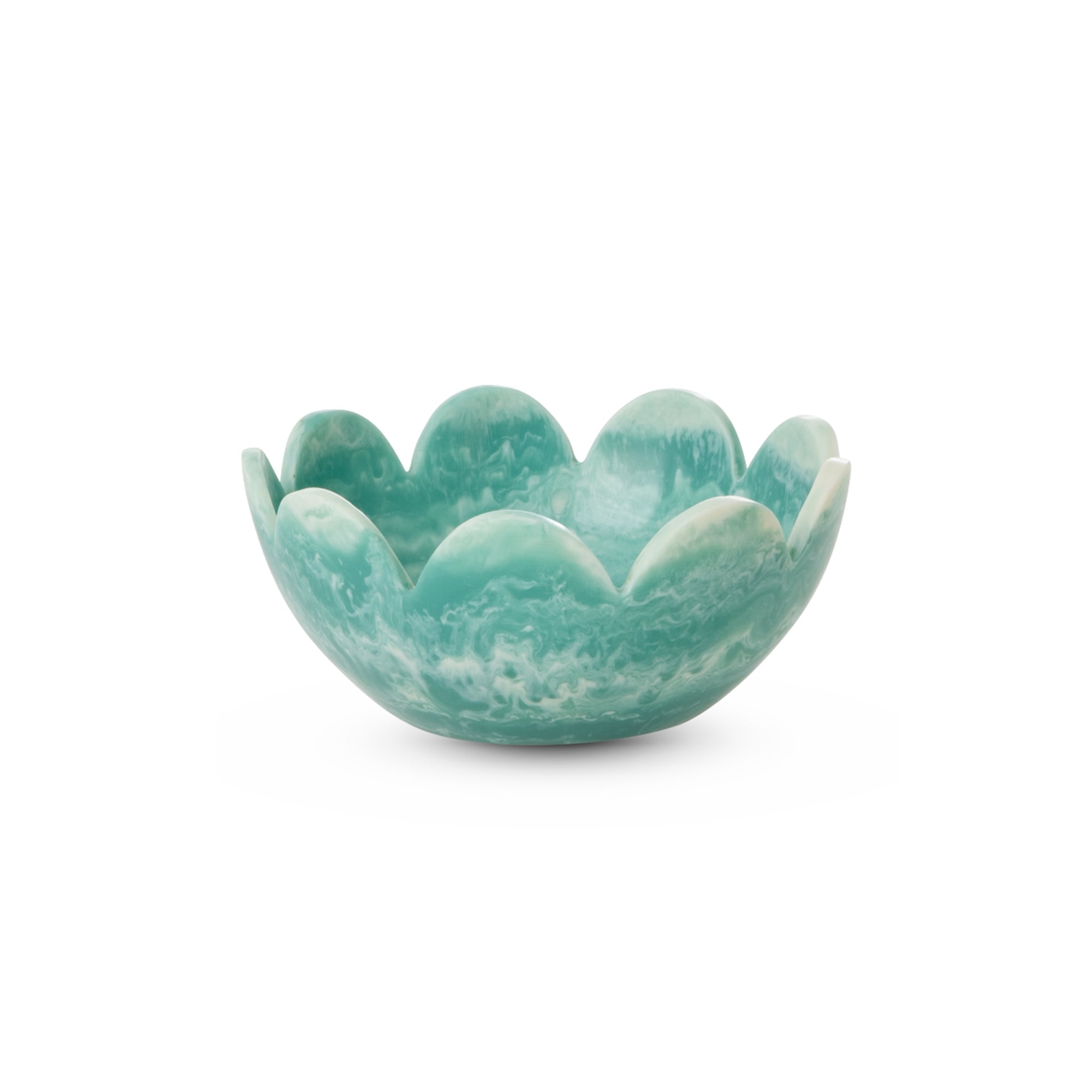 Resin Bowl with Scallop Edges in Soft Green
