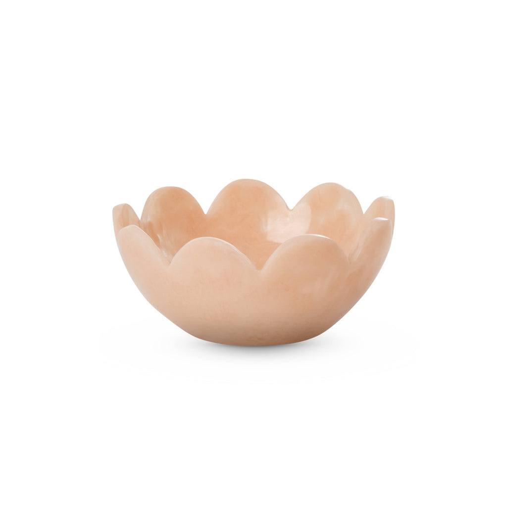 Resin Bowl with Scallop Edges in Soft Pink