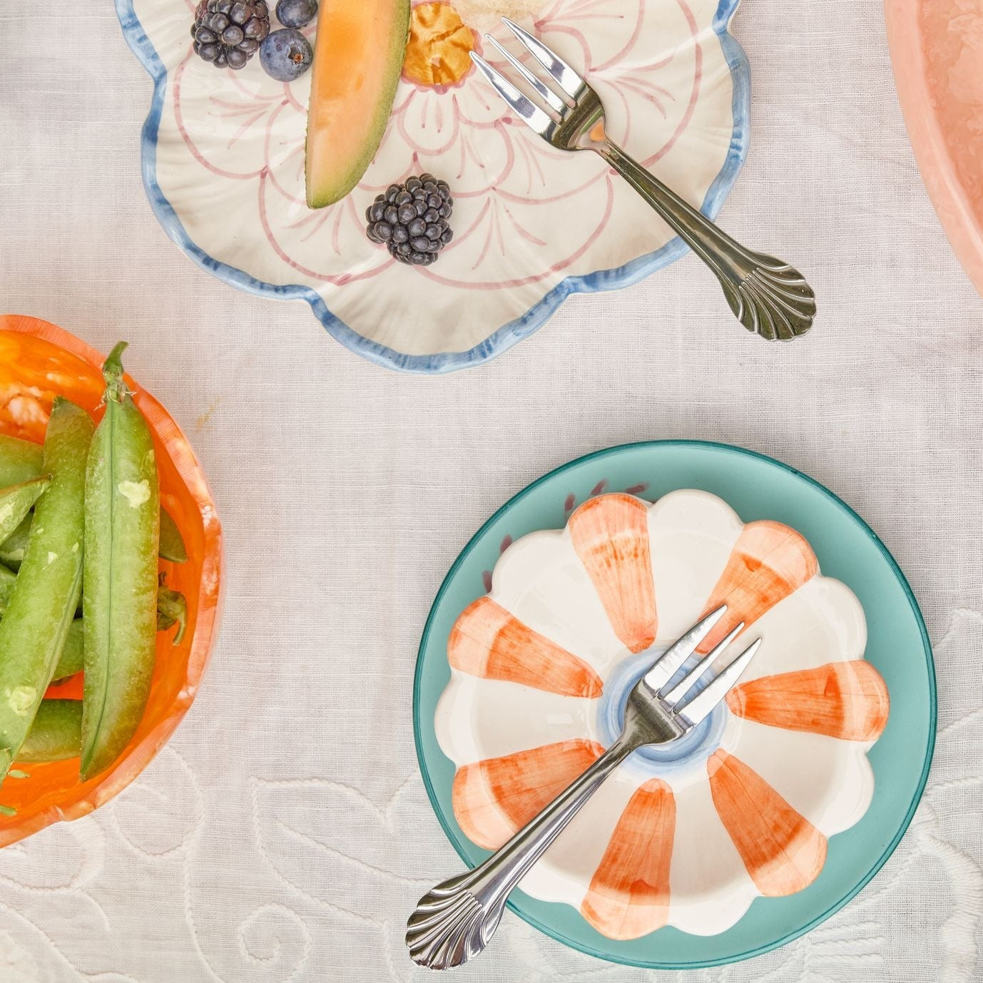 Stainless Steel Seashell Cake Fork - Silver - Set of 4