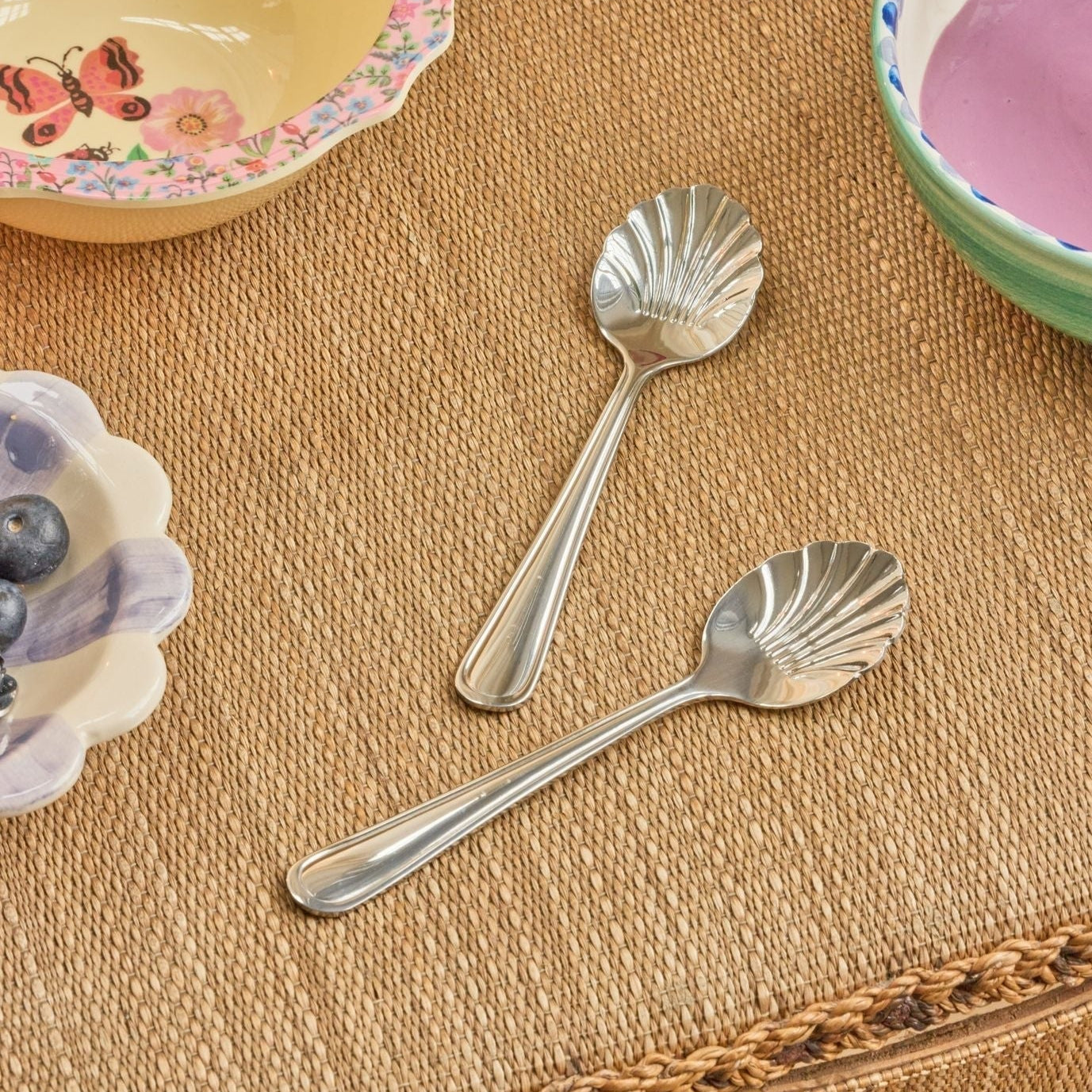 Stainless Steel Seashell Tea Spoon - Silver - Set of 4