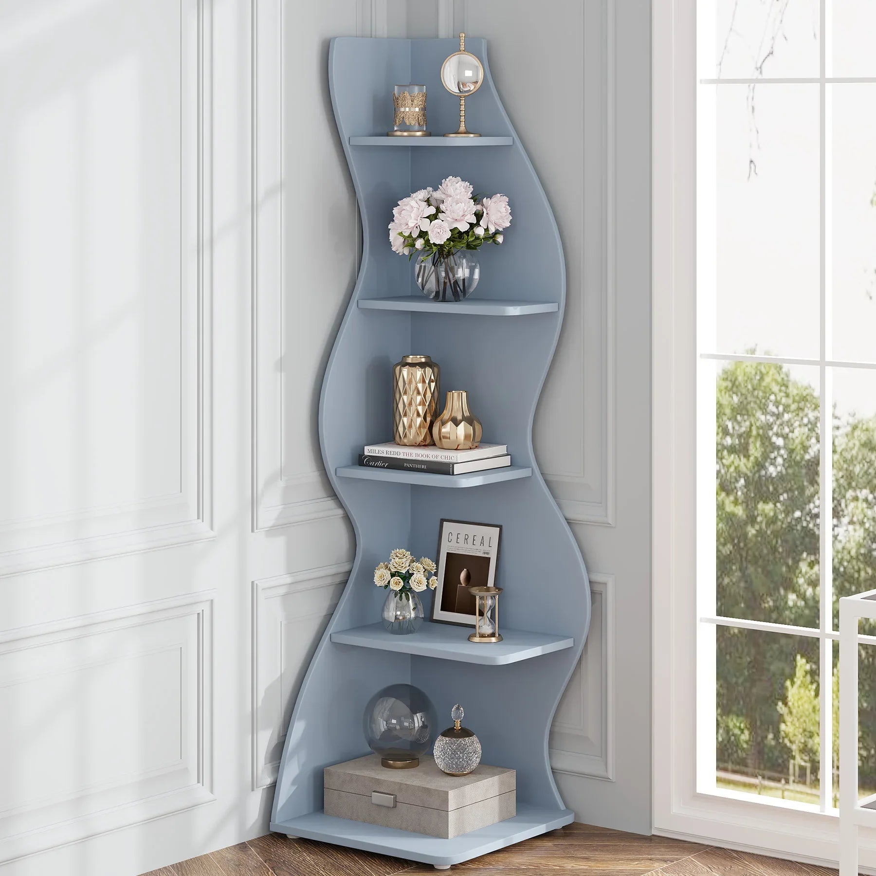 Tribesigns Corner Shelf Modern 5-Tier Wall Corner Bookshelf