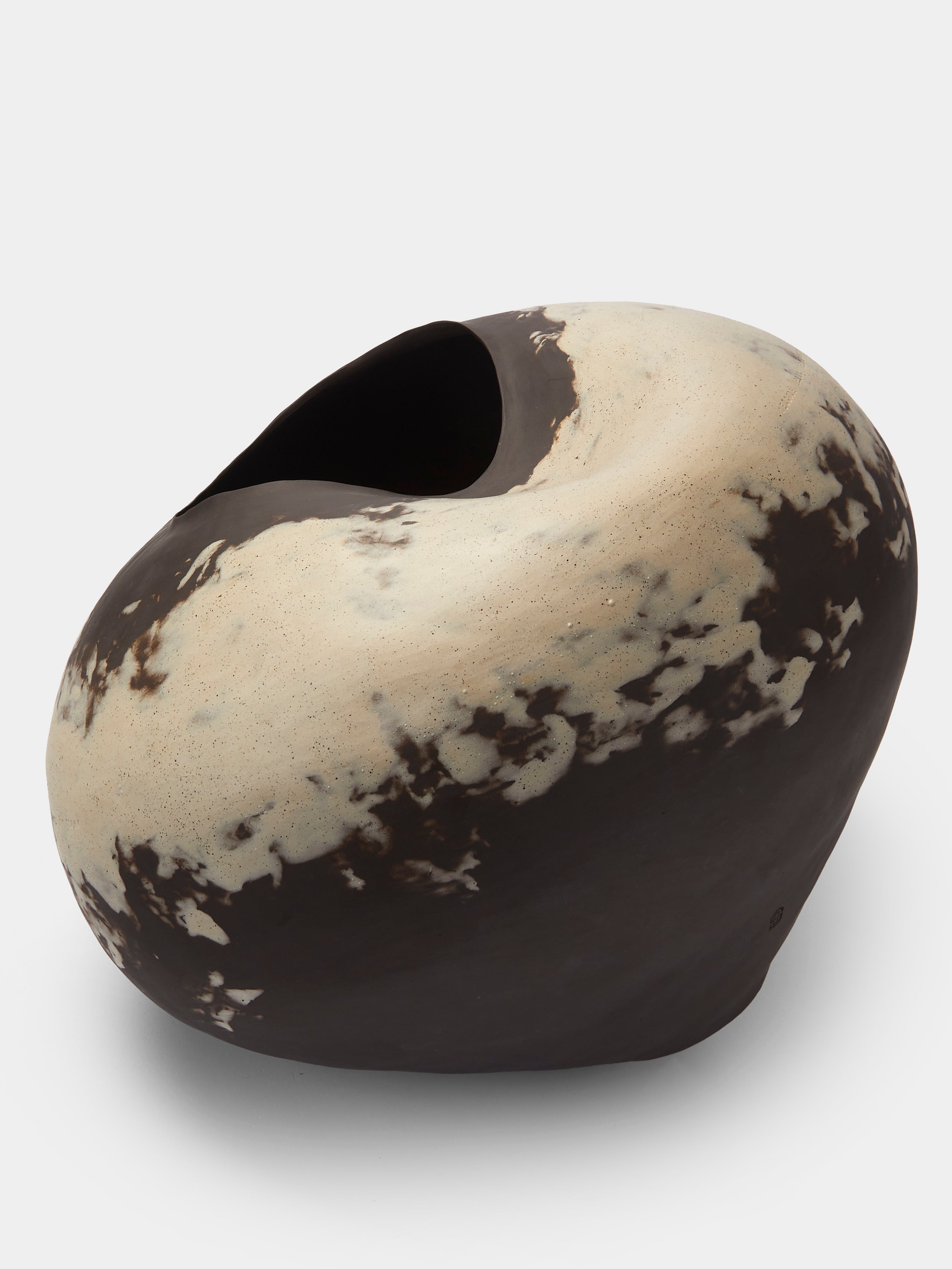 Hand-Formed Stoneware and Pyrite Vase (13.5in/34cm)