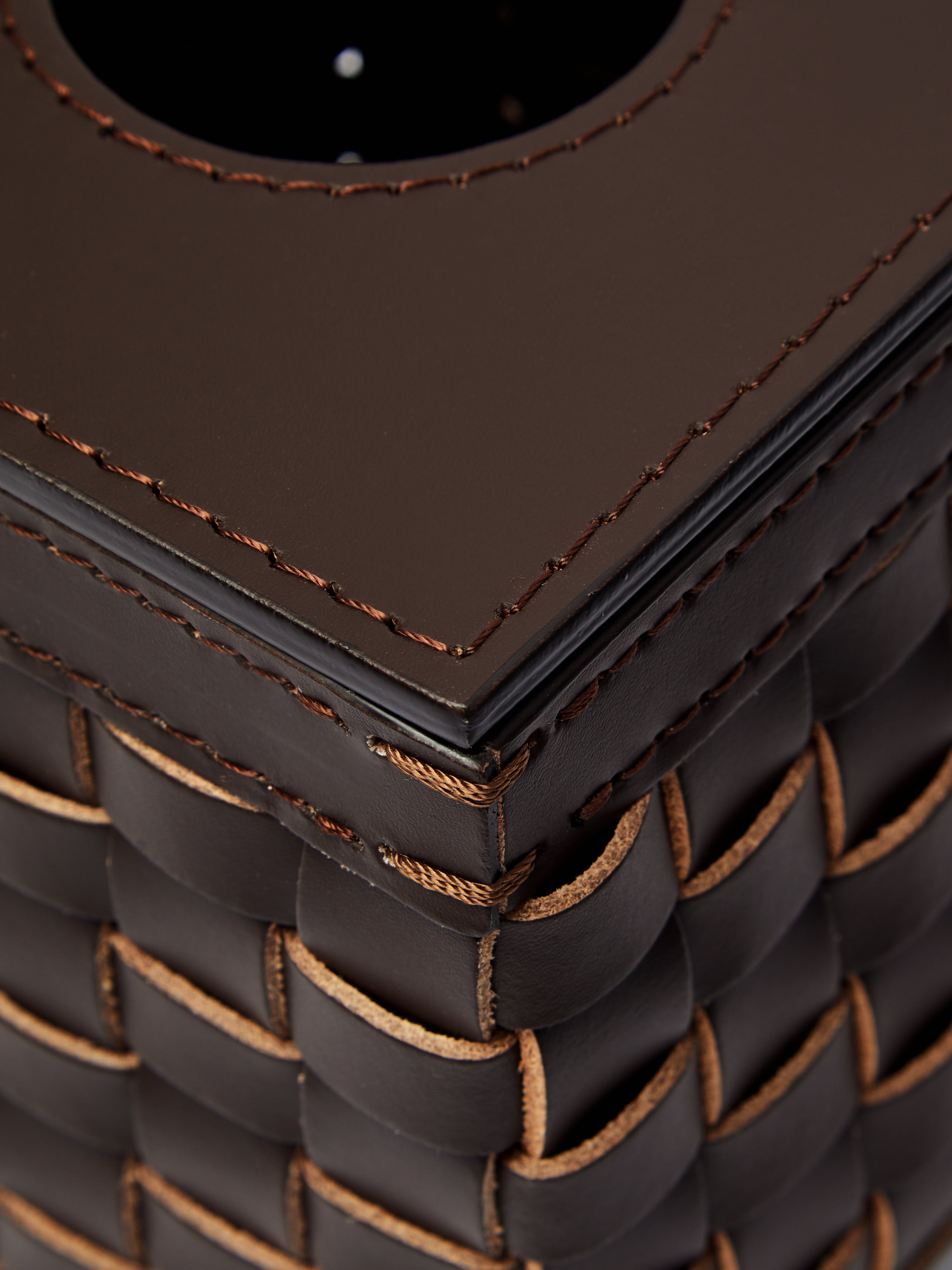 Woven Leather Tissue Box